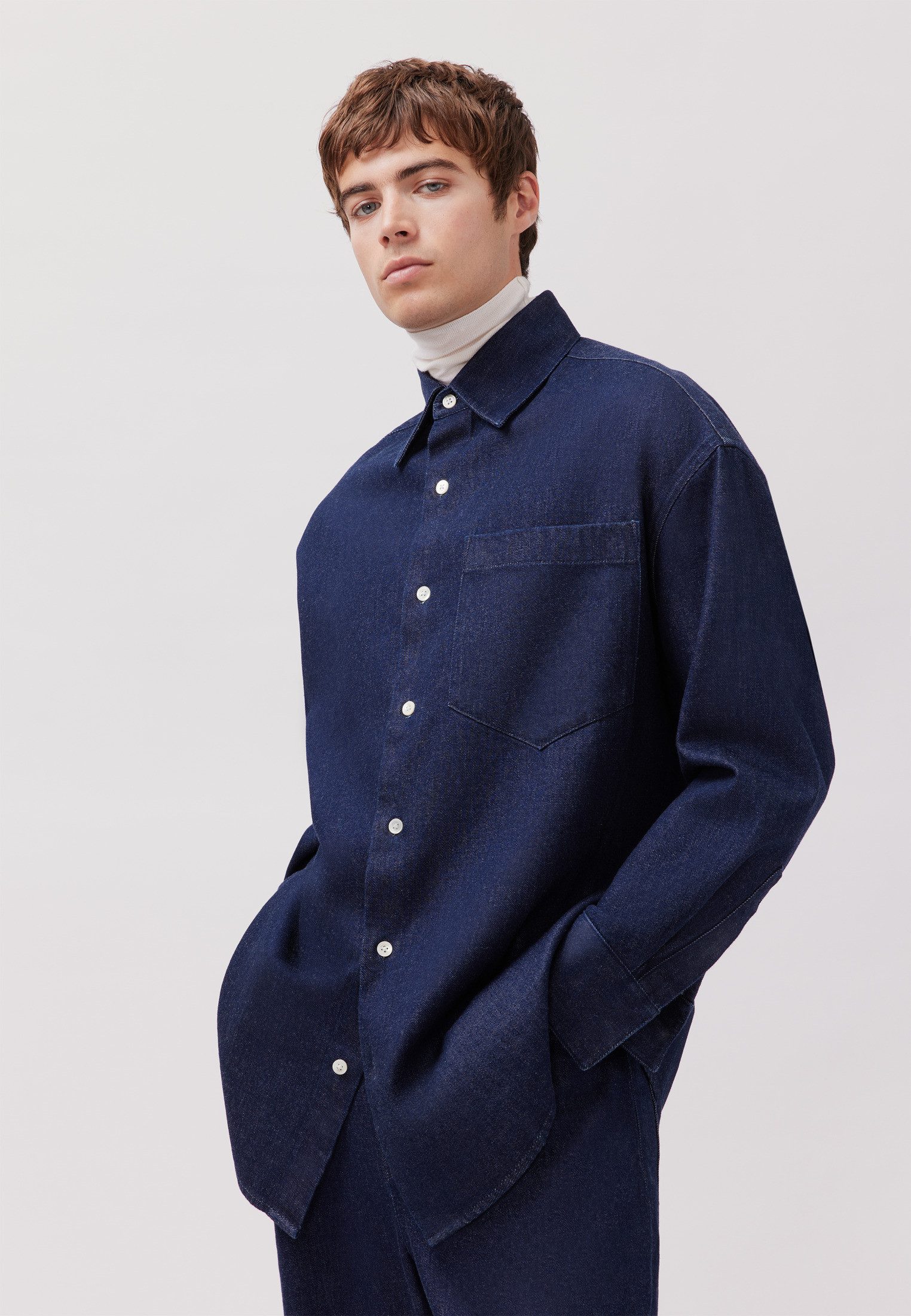 studio seidensticker Kurzarmhemd Oversized 1/1 Kentkragen Denim