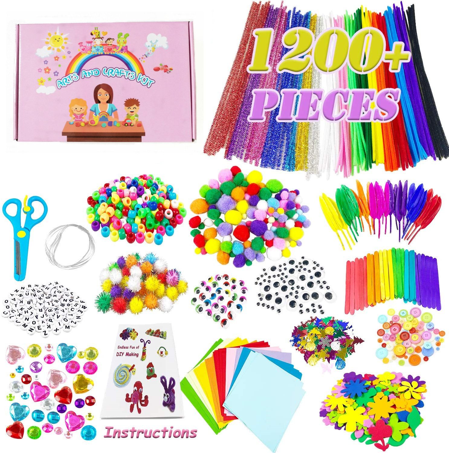 POPOLIC Kreativset Bastelset Kinder, 1300+PCS DIY günstig online kaufen