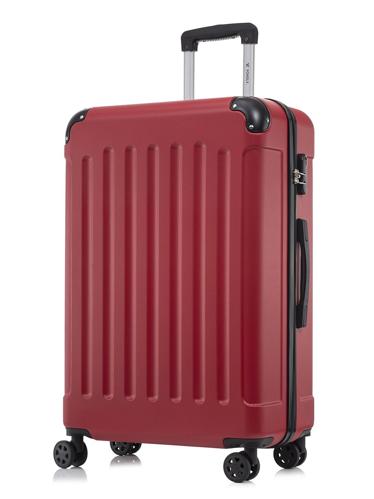 YONSLY Hartschalen-Trolley Hartschalen-Koffer Trolley 360° Rollen, robuster Reisekoffer, 4 Rollen, mit Zahlenschloss, für Business und Urlaub 46/55/66/76 cm