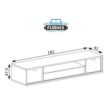 Furnix TV-Schrank MEDIOLANE M-13 RTV-Board Lowboard mit 2 Türen Natural Hickora B181 x H47,5 x T41 cm