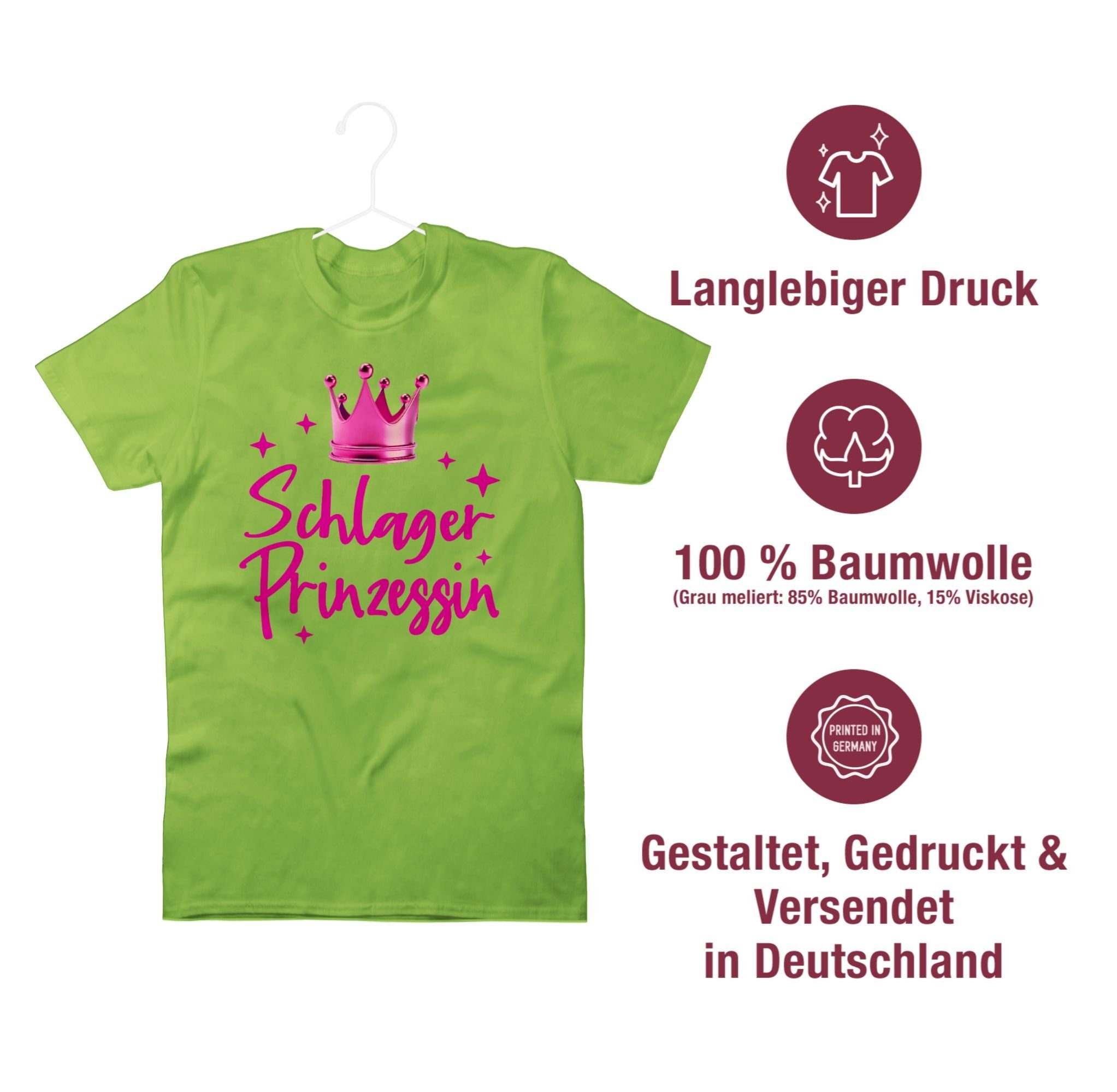 Shirtracer T-Shirt Schlager Prinzessin - Schlager Party Schlagerparty Hellgrün Konzert 02 Volksmusik Outfit
