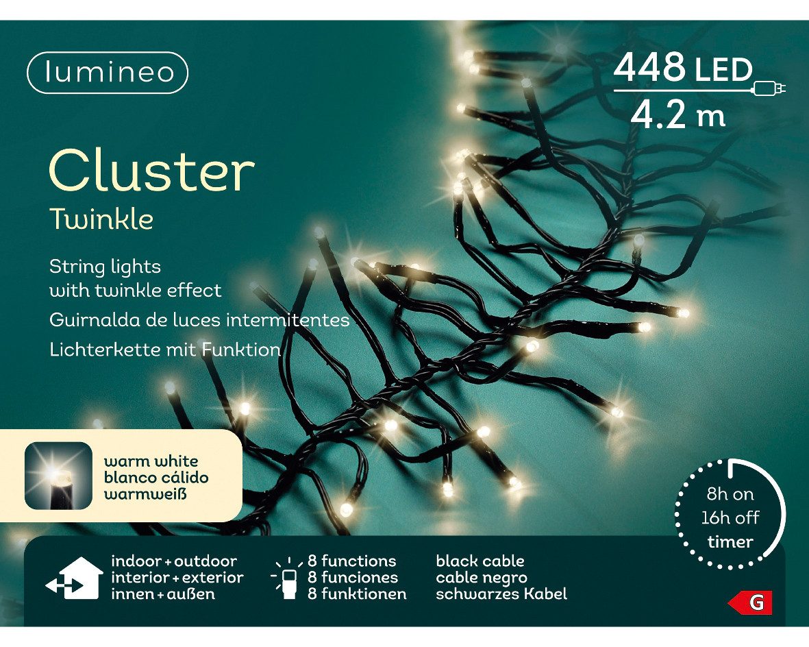 Kaemingk LED-Lichterkette LED Clusterbeleuchtung Twinkle Effekt L.420cm 448L schwarz/warmes weiß