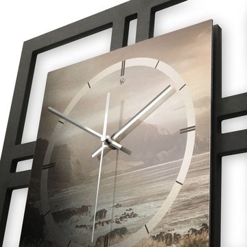 Kreative Feder Wanduhr Designer-WANDUHR „Küste“ in modernem Metallic-Look (ohne Ticken; Funk- oder Quarzuhrwerk; elegant, außergewöhnlich, modern)