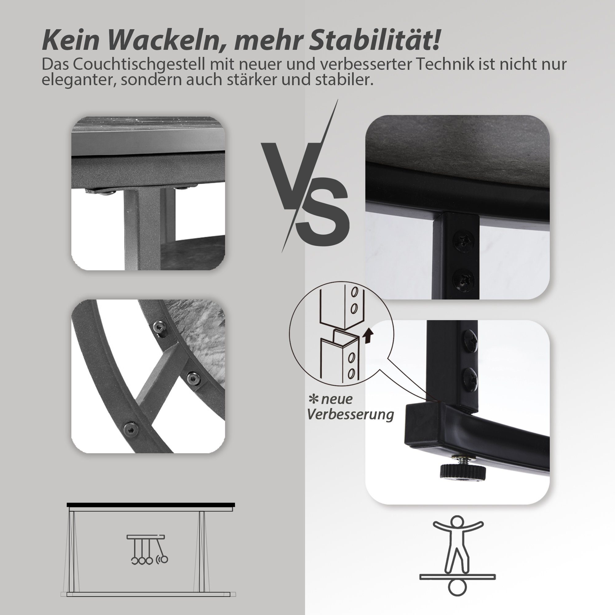 HomeGuru Couchtisch rund, Satztische 2 modernes (2-St., Marmormuster, St., Design Sintergestein, schwarzes Set) Mamormuster schwarz 