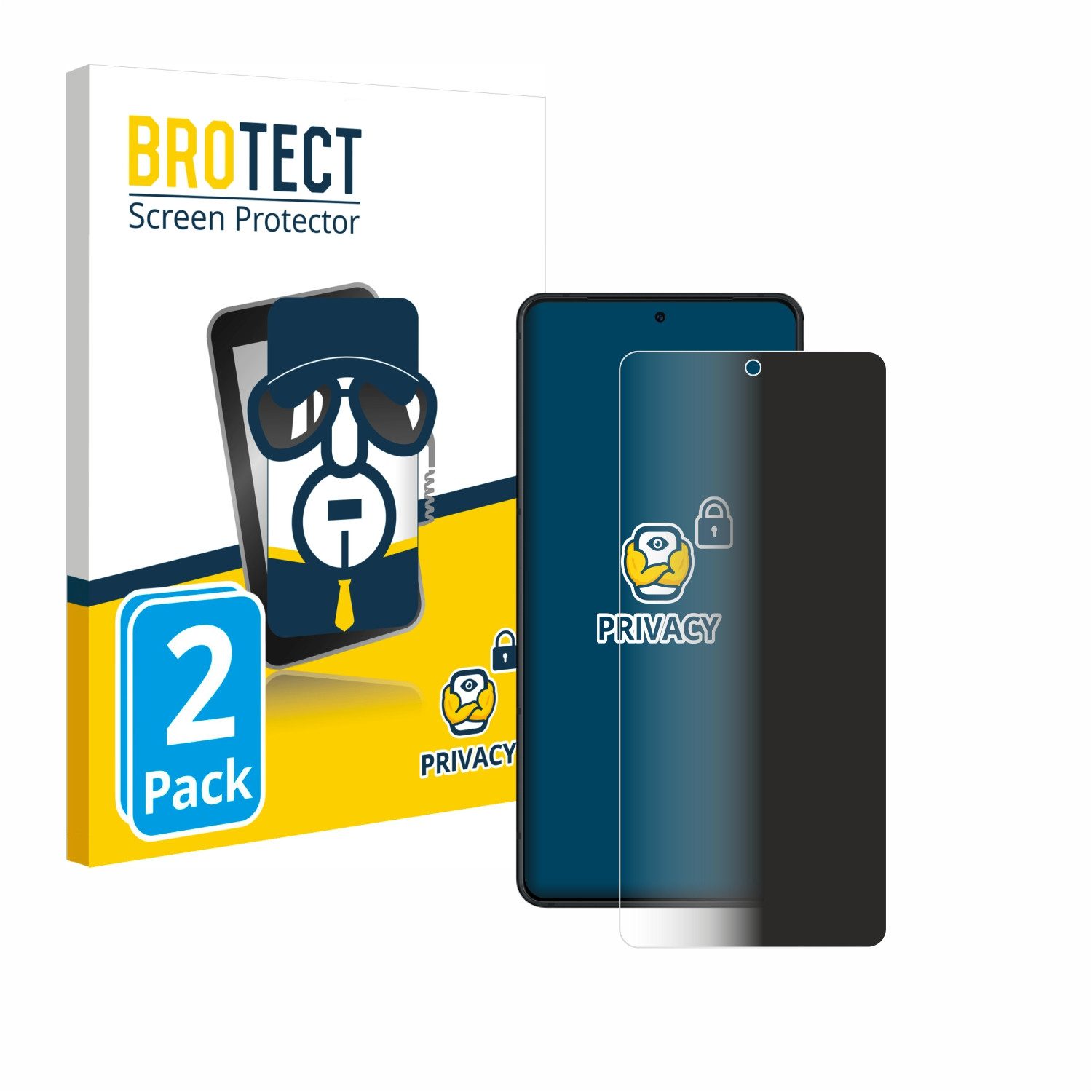 BROTECT Displayschutzfolie Sichtschutzfolie für ASUS ROG Phone 8 Pro Edition, 2 Stück, Anti-Spy Privacy Sichtschutz Blickschutzfolie Blaulicht-Schutz