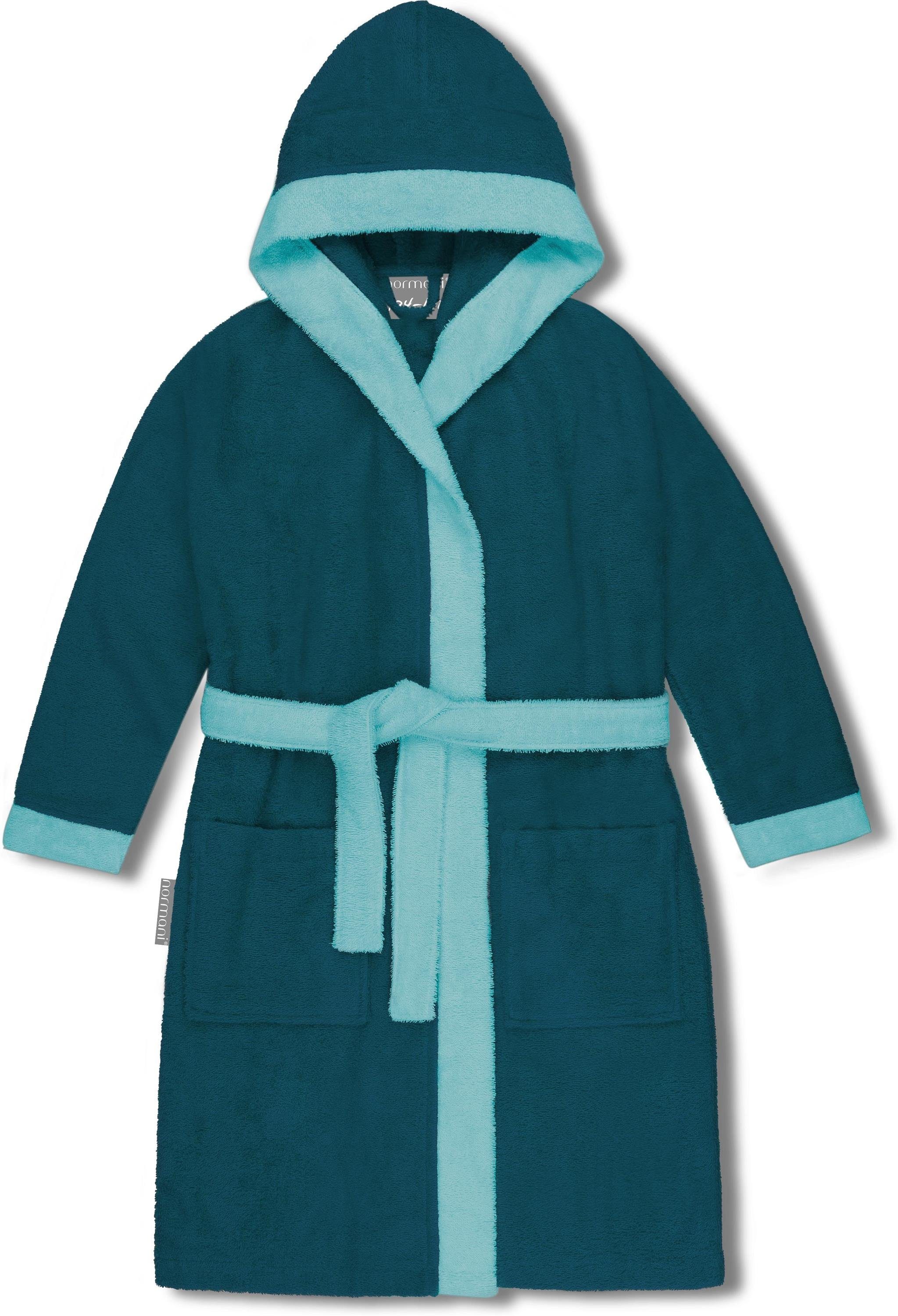 normani Kinderbademantel Kinder Bademantel aus Bio-Baumwolle Elounda, Bio-Baumwolle, Kapuze, Bindegürtel, Kinderbademantel aus weichem und schadtsofffreiem Material