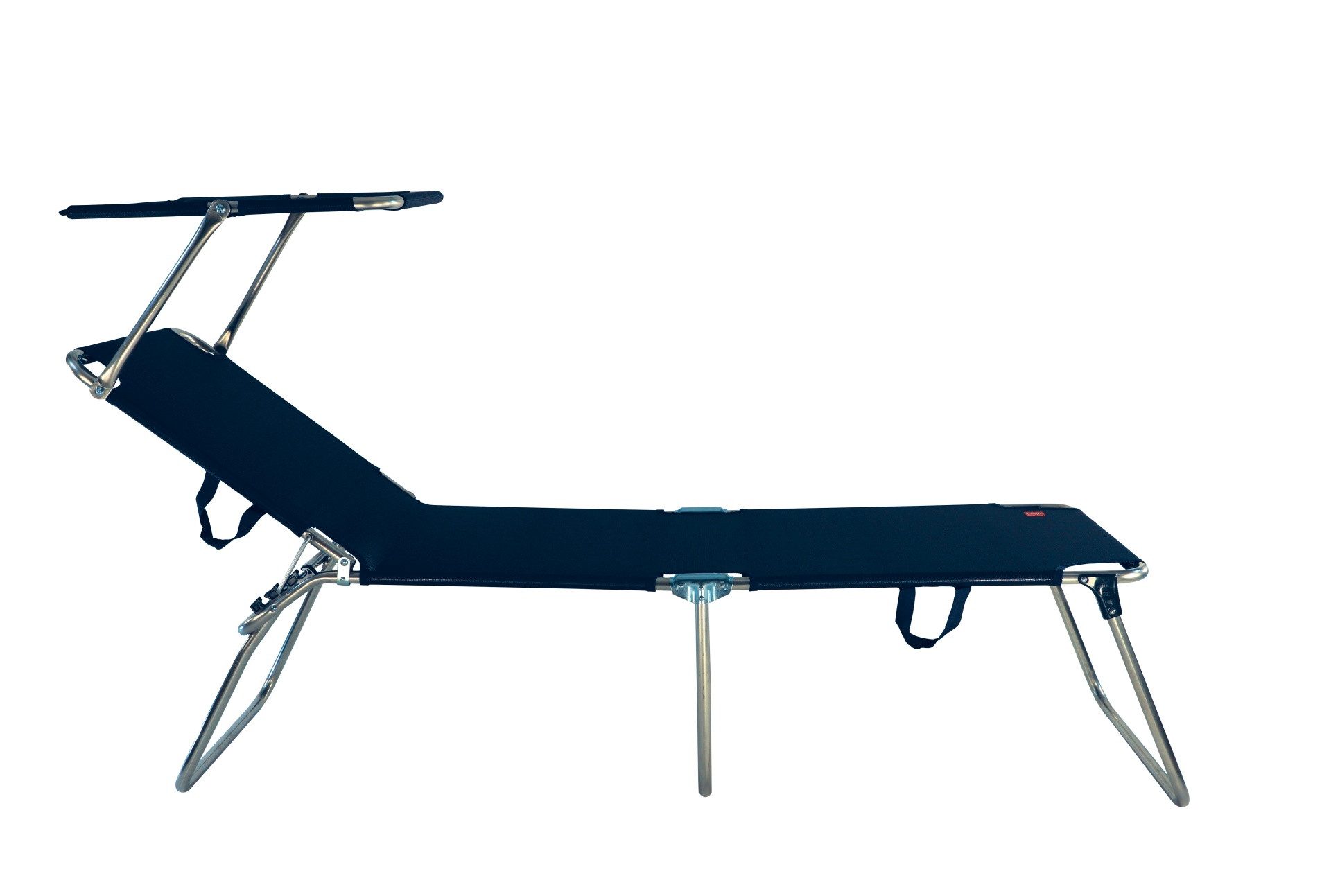 Fiam Gartenliege Amigo 40+ mit Sonnenblende aus Aluminium, Dunkelblau, 3-fach verstellbare Rückenlehne