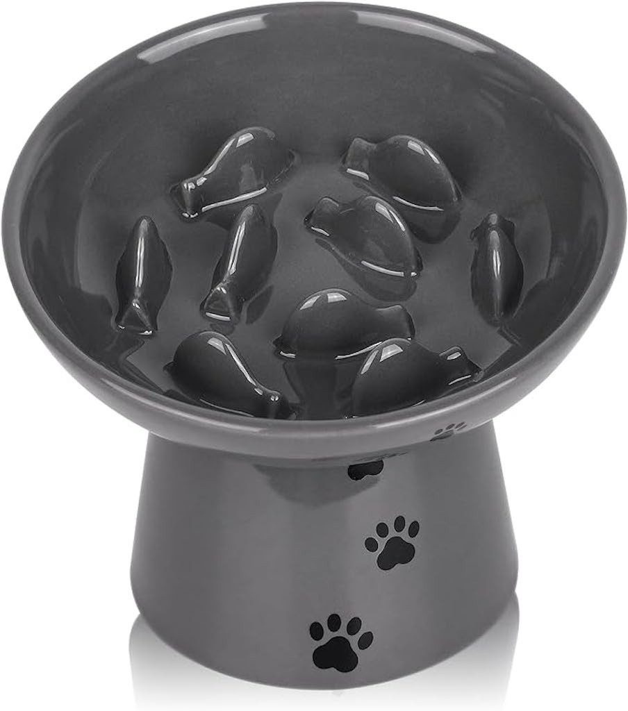 Futternapf Keramik-Katzennapf, 15 cm großer Katzen-Slow-Feeder mit Ständer