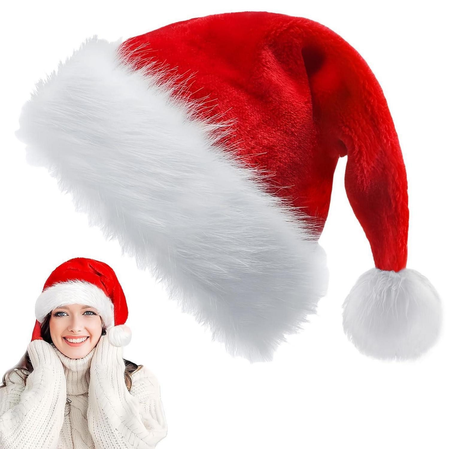 LuxusKollektion Plüschmütze Weihnachtsmütze Plüsch Rot 28x38cm (1-St)