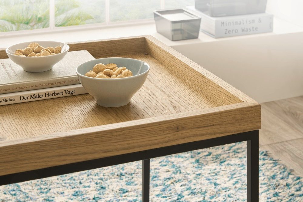 MCA furniture Couchtisch Couchtisch Ubeda, 2-teilig, Eiche / schwarz (2 Set), Breite 50/42 cm,Tischplatte aus Holz