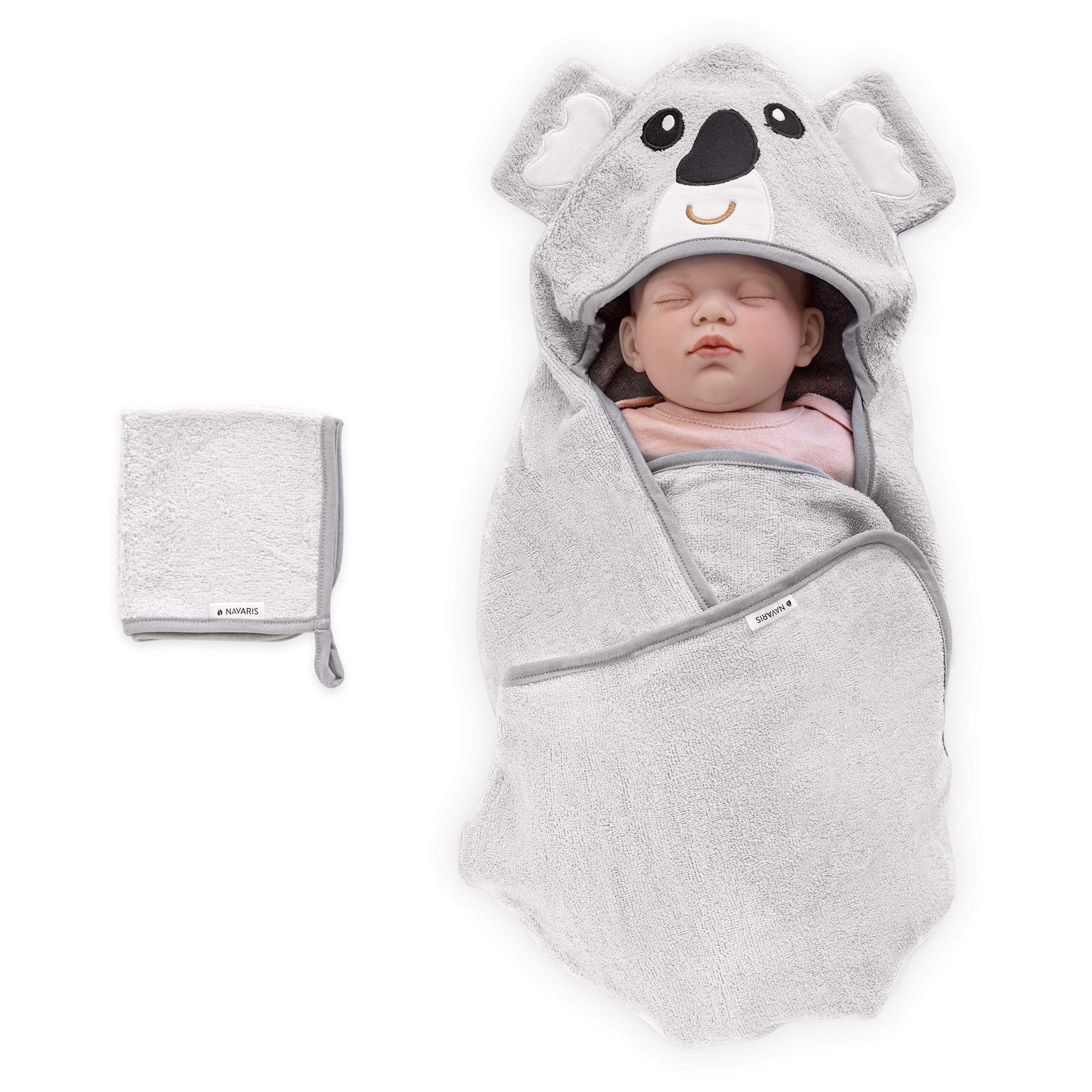 Navaris Badetuch Baby Handtuch mit Kapuze und Waschlappen - Set aus Bambus, günstig online kaufen