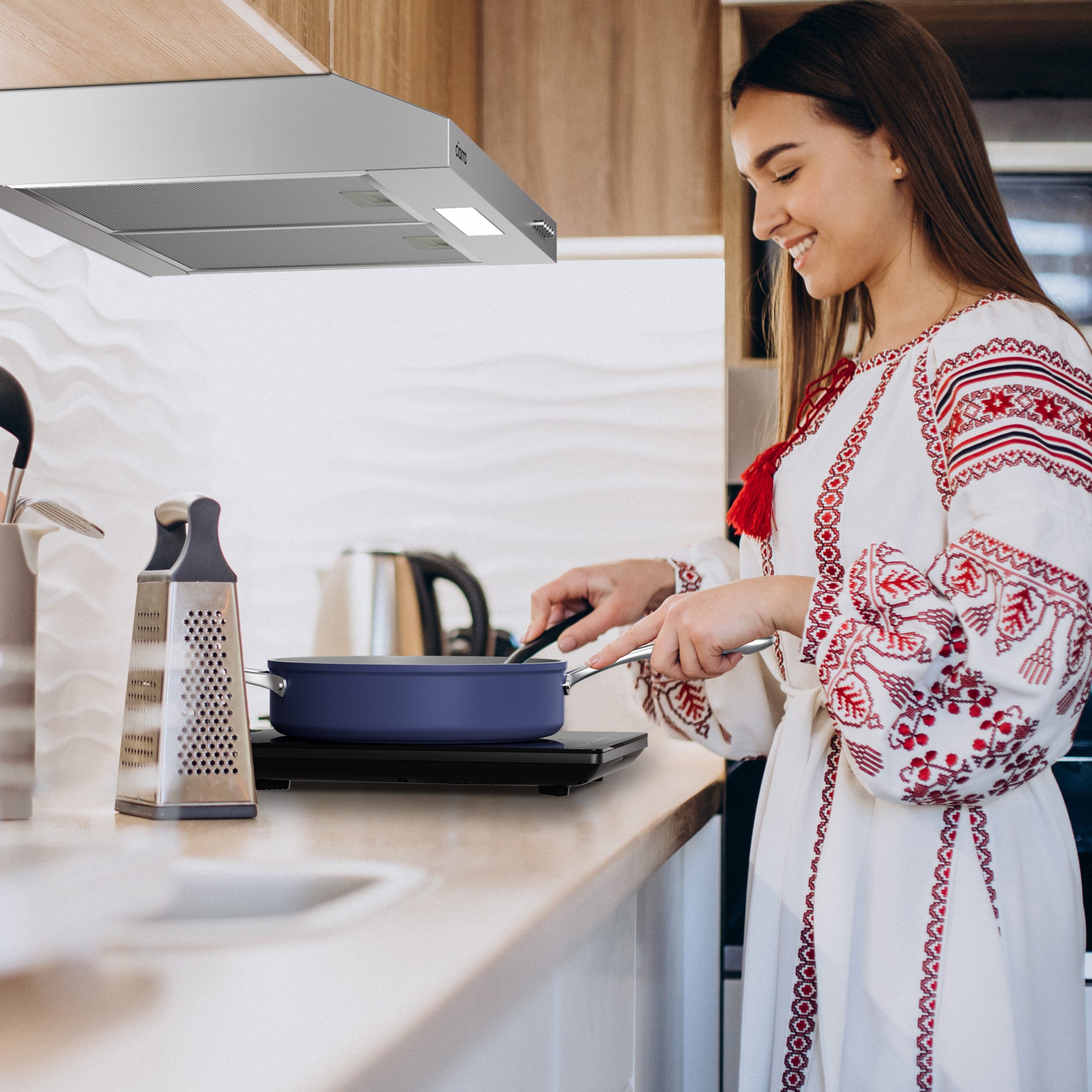 CIARRA Unterbauhaube 60 cm A+ 220 m³/h Abluft & Umluft 3 Stufen LED leise VMS6903DS 60 cm A+ 220 m³/h Abluft & Umluft 3 Stufen LED leise VMS6903DS, Leise Abzugshaube Edelstahl, Aluminium- & Kohlenfilter LED, 61 dB