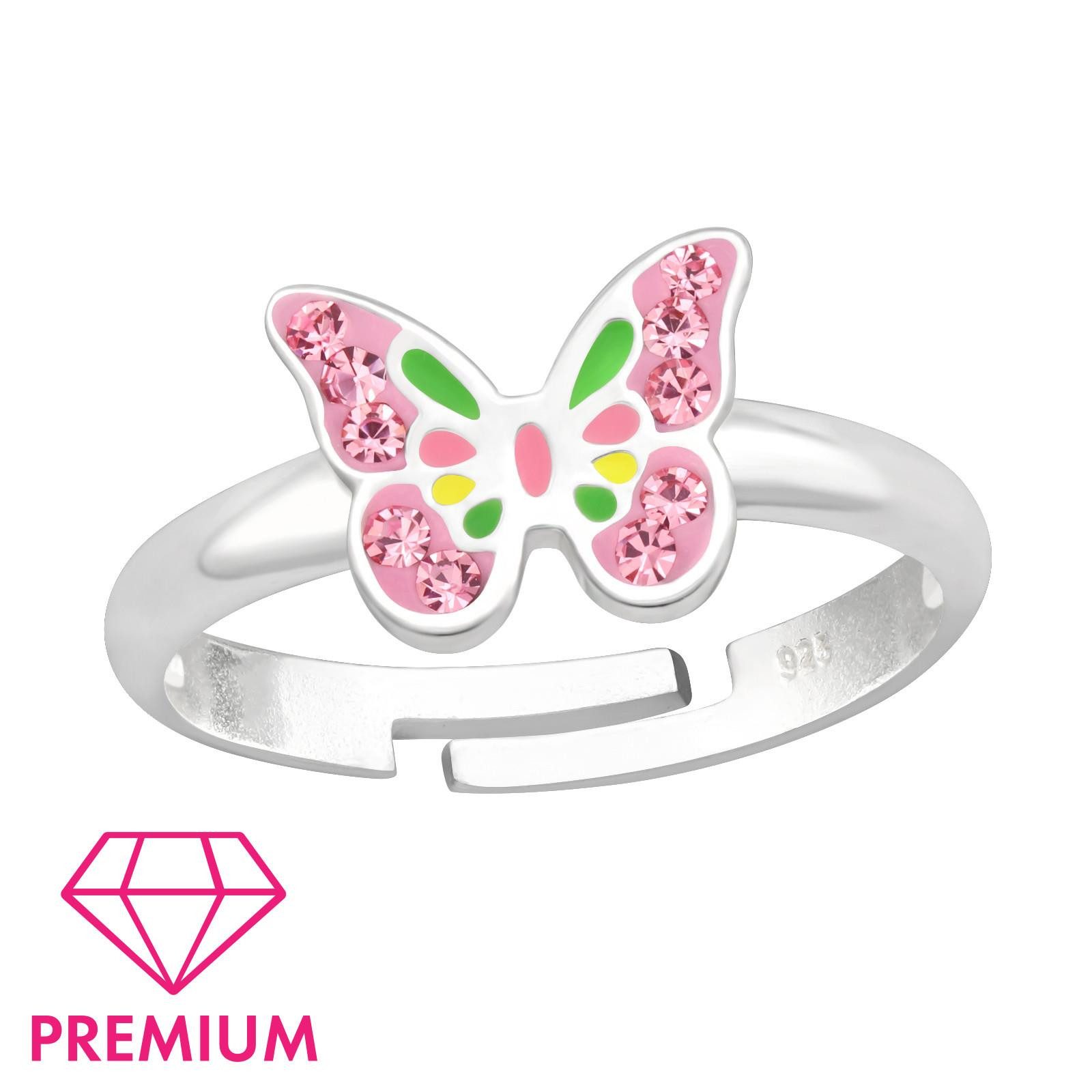 Monkimau Silberring Schmetterling Kinder Premium Ring 925 Silber - Größe 2,5