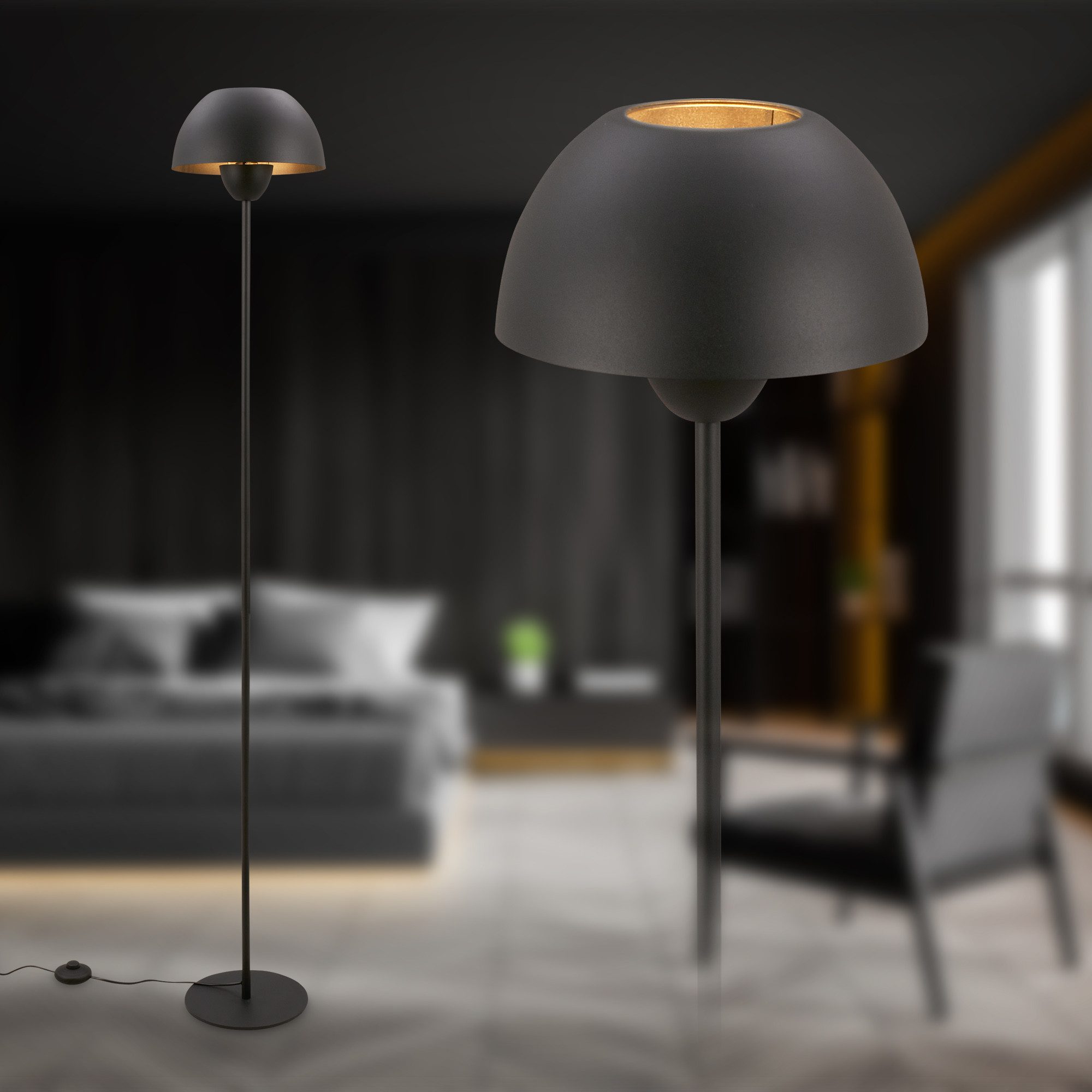 Briloner Leuchten Stehlampe LED Stehleuchte Pilzlampe, ohne Leuchtmittel, Abhängig vom Leuchtmittel, 25x156,5 cm Schwarz/Hellgrau-Coffee exkl. Leuchtmittel