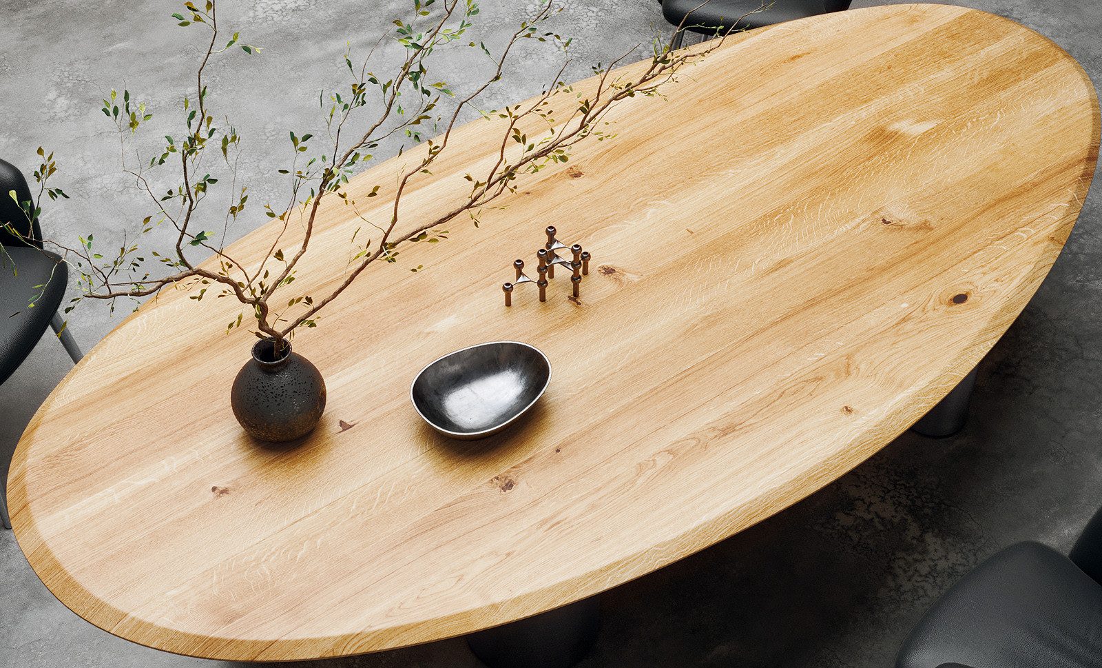 DELIFE Esstischplatte Edge, Oval 280x130x2,5 cm Eiche Natur Flow Edge