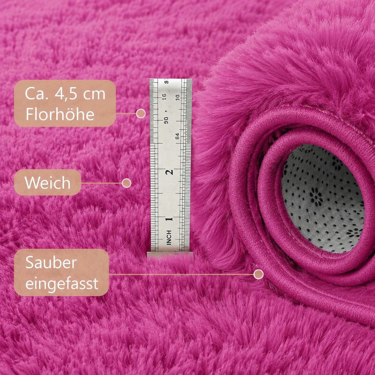 Lochas Hochflor-Teppich Hochflor-Teppich weich & kuschelig für Wohnzimmer und Schlafzimmer – Bild 4 von 5