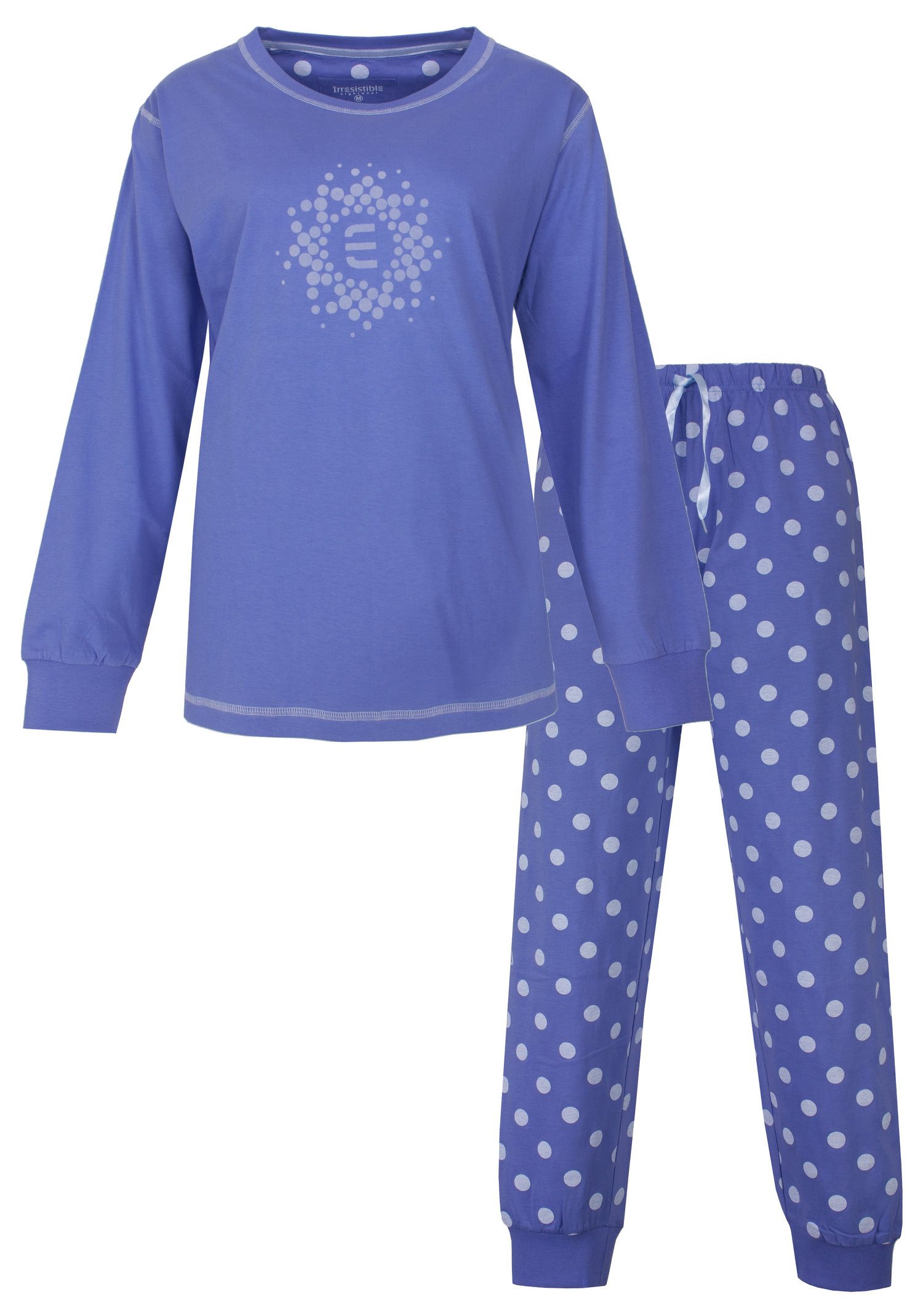 Schlafanzug Damen Pyjama lang mit Bündchen