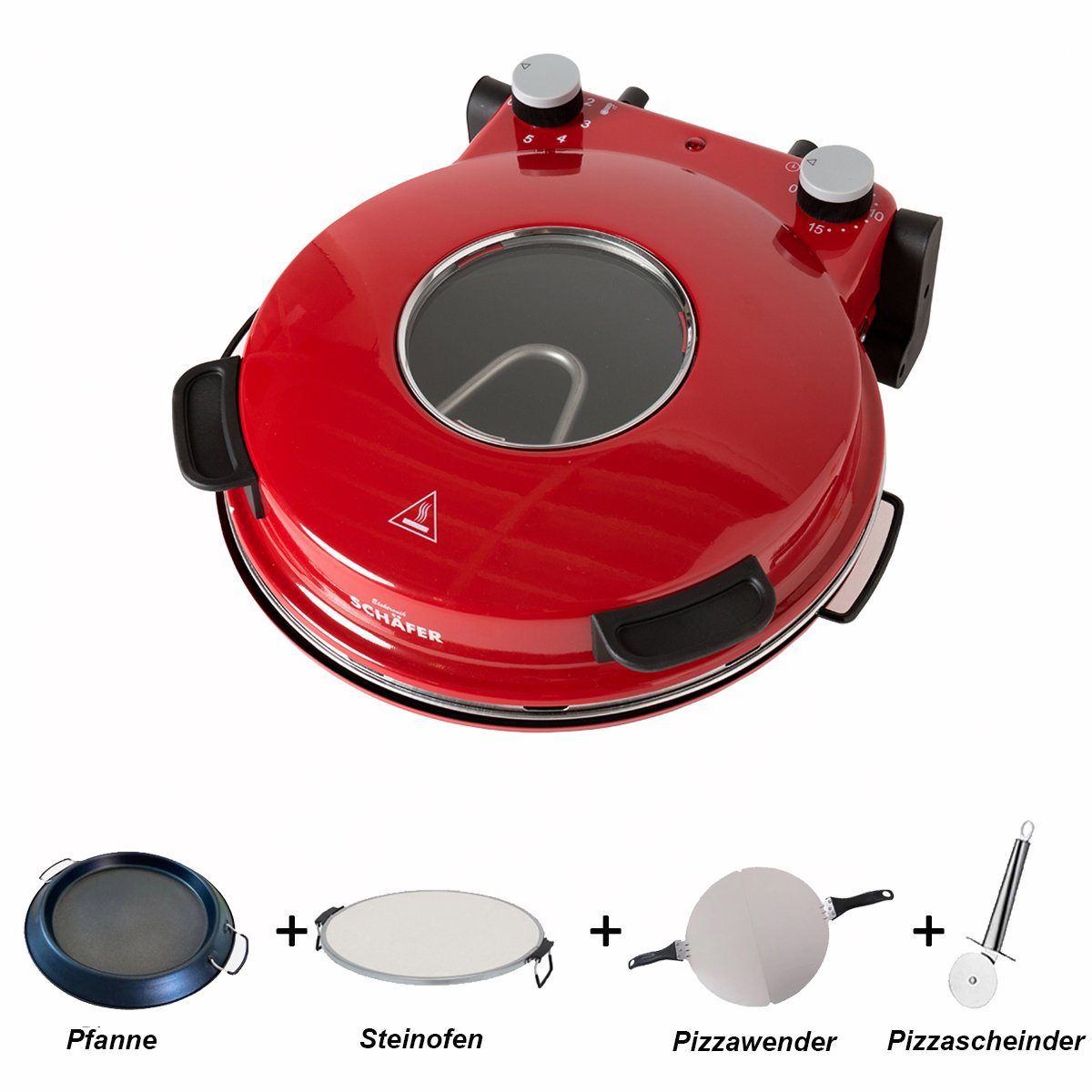Schäfer Elektronik Pizzaofen Pizzamaker 32cm Pizzaofen 1200W Keramiksteinplatte