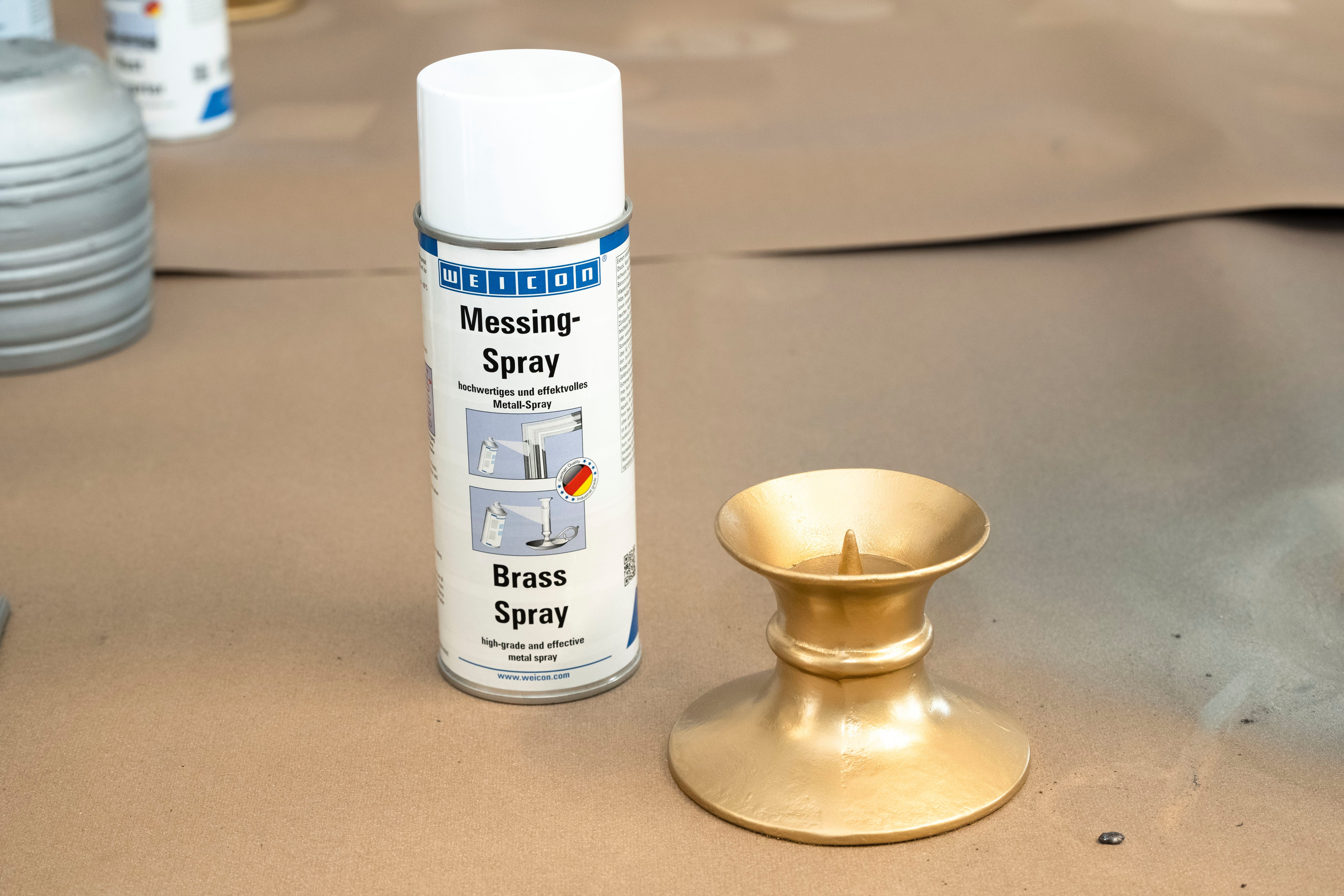 WEICON Metallglanzfarbe Messing-Spray, Schutz und optische Aufwertung von Metallteilen, optischen Aufwertung unterschiedlicher Materialien