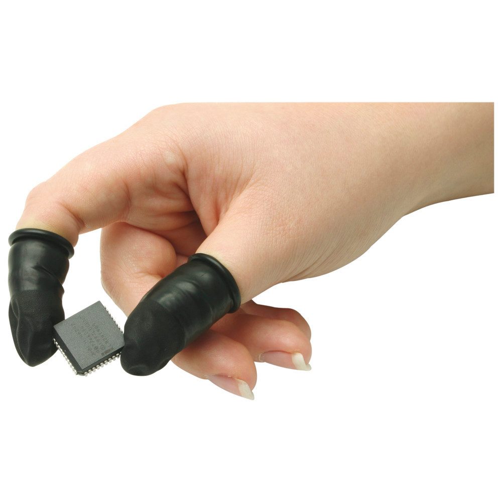 Arbeitshandschuh-Set Fingerlinge, schwarz, leitfähig