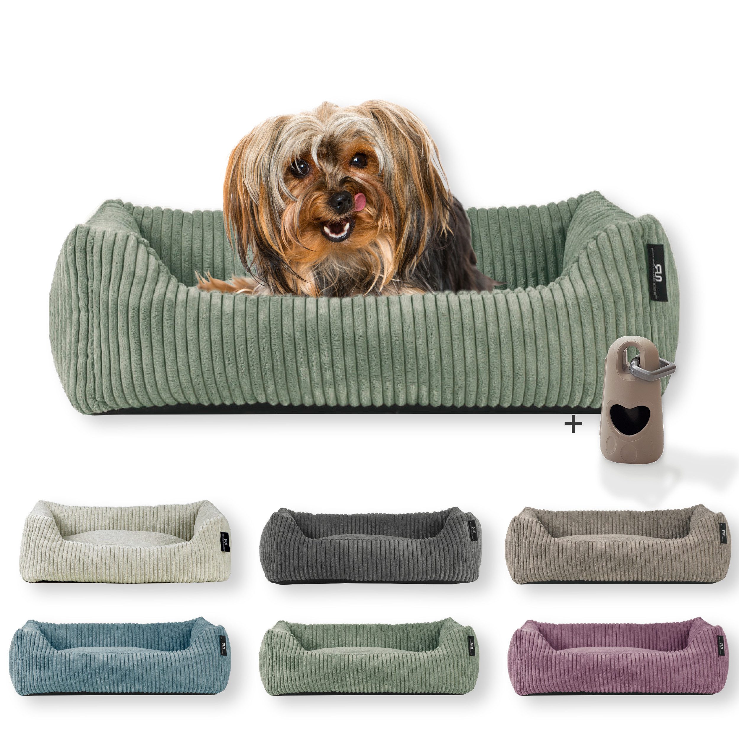 Rohrschneider Tierbett Hundebett Hundekorb Cordstoff, inkl. Gassibeutel günstig online kaufen