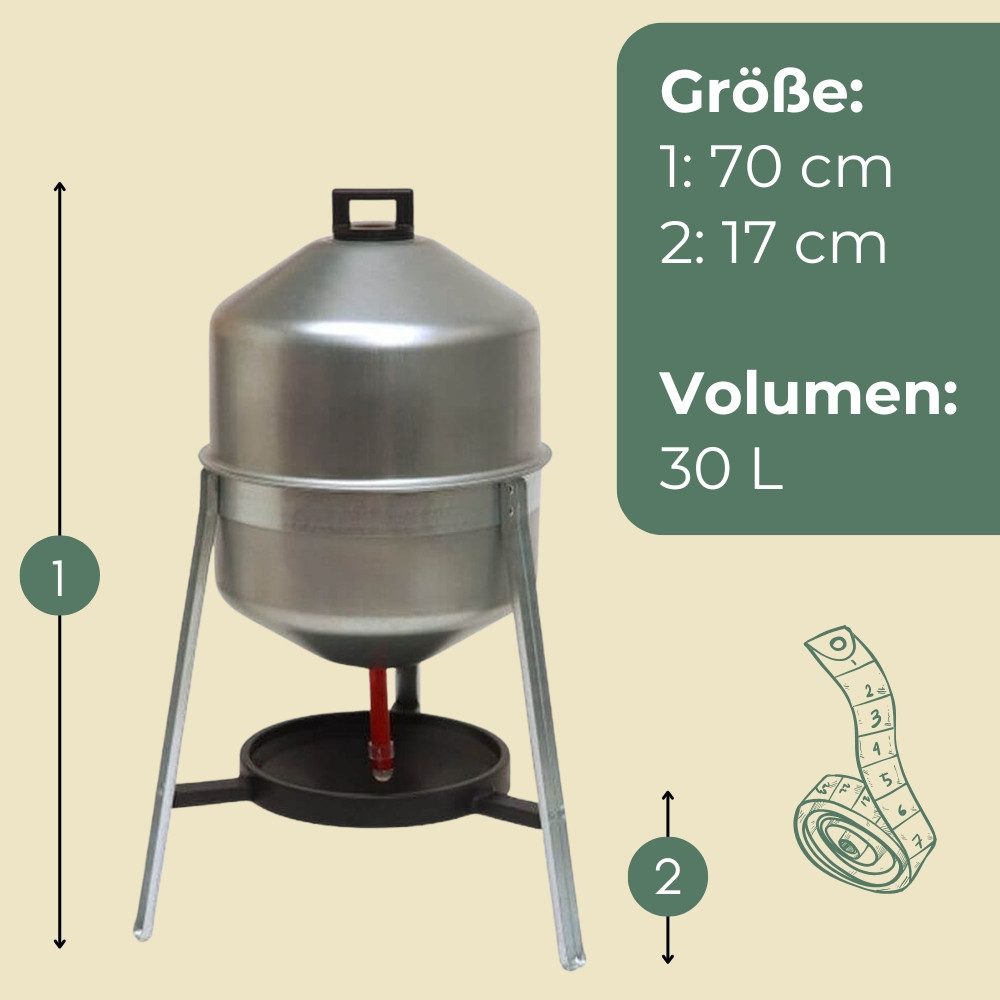 GarPet Wasserspender Siphontränke Metall 30 L Automatische Wasserversorgung Hühner Zubehör