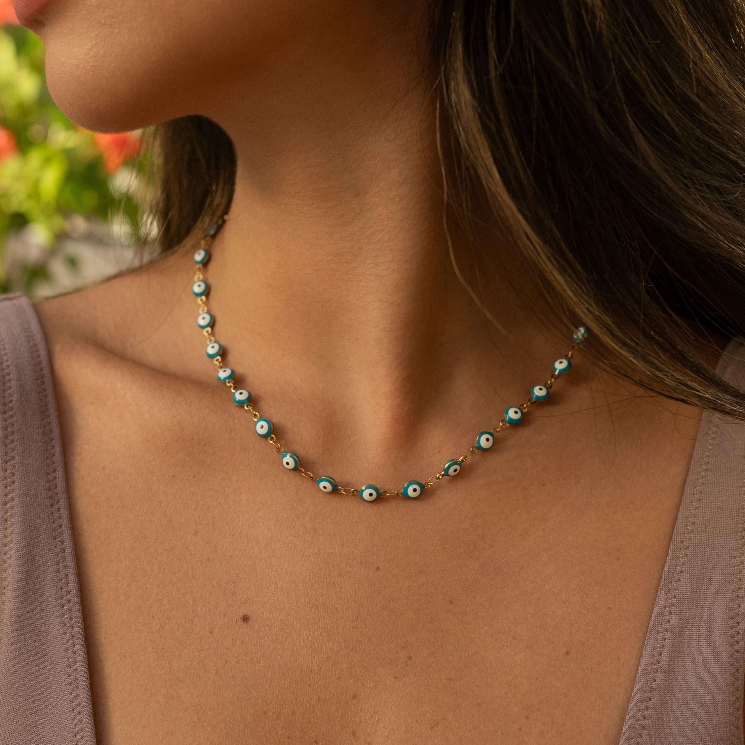 Made by Nami Edelstahlkette Türkisches Auge Halskette Damen Gold Edelstahl günstig online kaufen