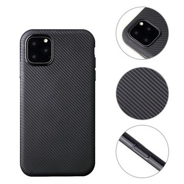 CoverKingz Handyhülle Hülle für Apple iPhone 11 Pro Max [6,5 Zoll] Handyhülle Silikon Case, Carbon Look