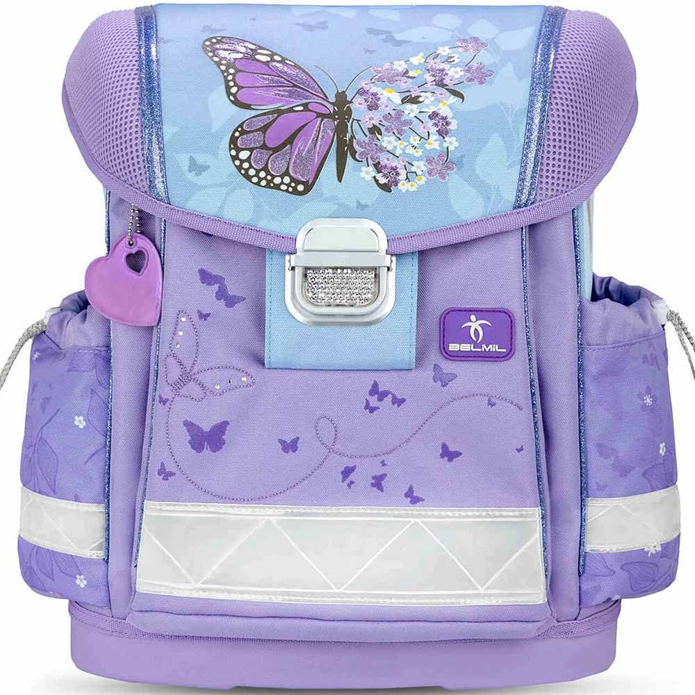 Belmil Schulranzen Set Classy 10-teilig 2025 Mädchen Purple Blue Butterfly