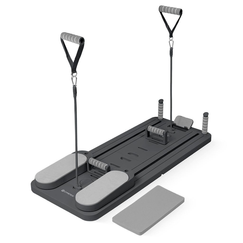 Gymstick Pilates-Reformer Board - Klappbar - Mit Widerstandsbändern - Für Zuhause - Schwarz