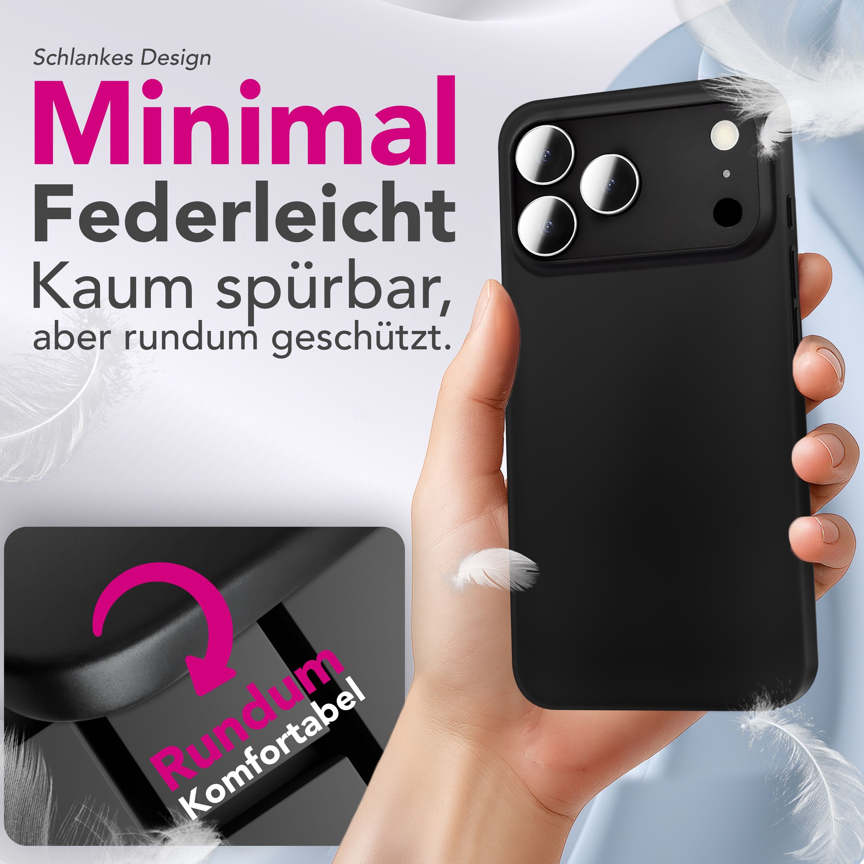 Nalia Smartphone-Hülle Apple iPhone 17 Pro 16 cm (6,3 Zoll), Extrem Dünn 0,3mm / Ultra Leicht / Mattes Finish / Anti-Fingerprint