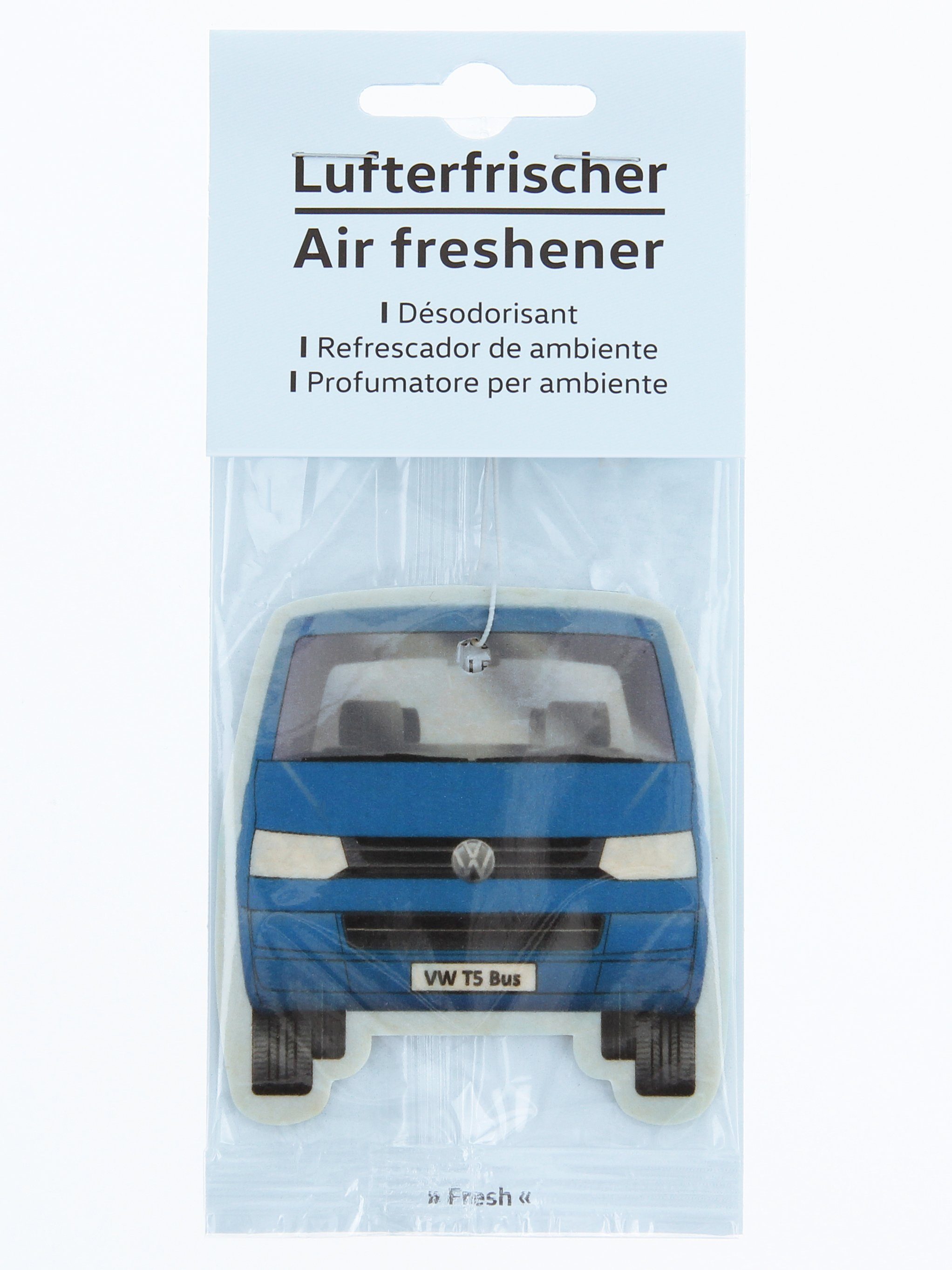 VW Collection by BRISA Raumduft Duftbaum Geruch fürs (1-St), T5 Frischer Lufterfrischer Fresh/Blau Auto im Volkswagen blauen Design, Bus