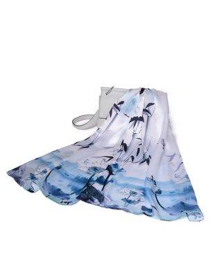 MayTree Seidenschal Lotus Blau, 55 x 175 cm, leichter Damen-Schal, alljährig, (Stück), 100% Seide