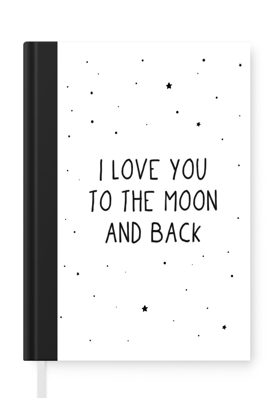MuchoWow Notizbuch Zitate - Ich liebe dich bis zum Mond und zurück - Baby - Liebe -, Journal, Merkzettel, Tagebuch, Notizheft, A5, 98 Seiten, Haushaltsbuch