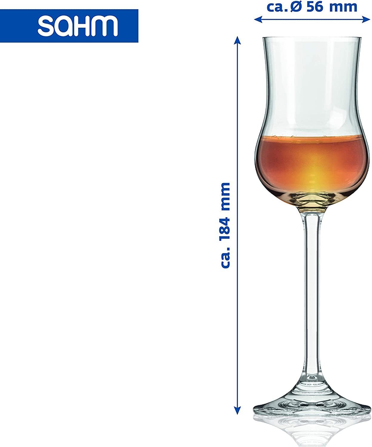 SAHM Grappaglas Grappagläser 6er Set, 85 ml Grappaglas, Edles Glas, 100% recycelbar