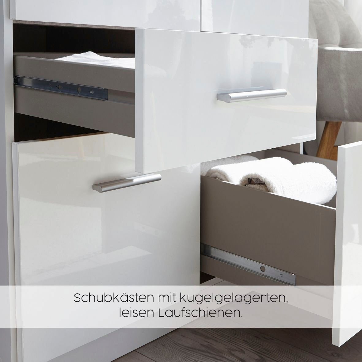rauch Schlafzimmer-Set Komplettschlafzimmer Schlafzimmer BURANO mit Schrank in 3 Breiten, (Set, 4-tlg), Bett 180x200 cm und 2 Nachttischen MADE IN GERMANY – Bild 5 von 5