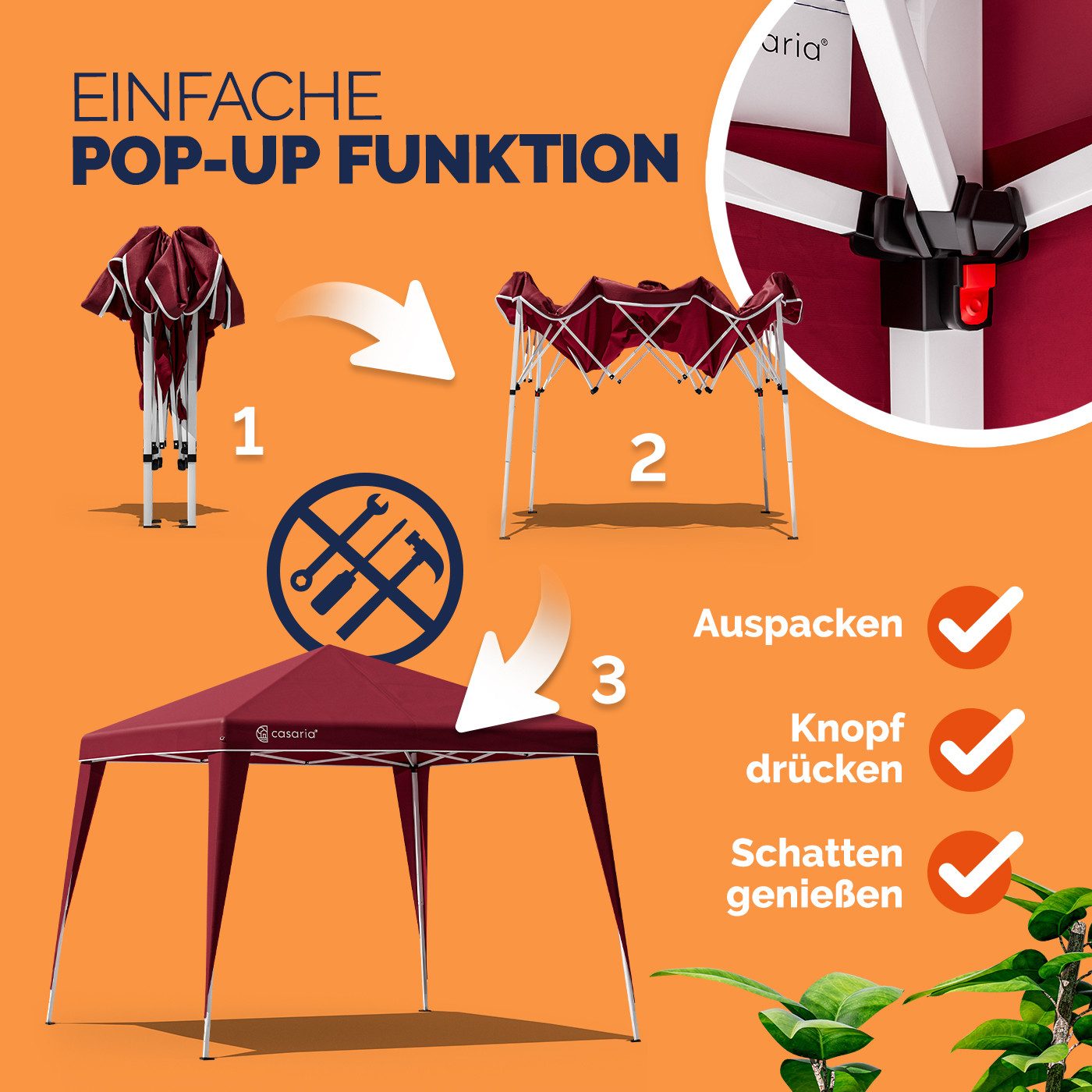Casaria Pavillon, Pop-Up 300x300 cm Witterungsbeständig günstig online kaufen