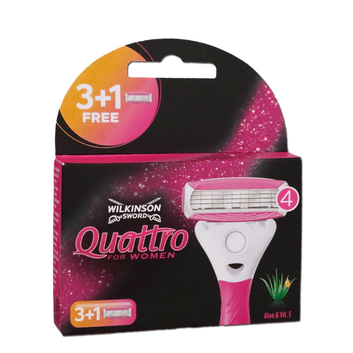 Wilkinson Rasierklingen Quattro For Women Rasierklingen Ersatzklingen (3+1) Aloe Vera 4 Stück