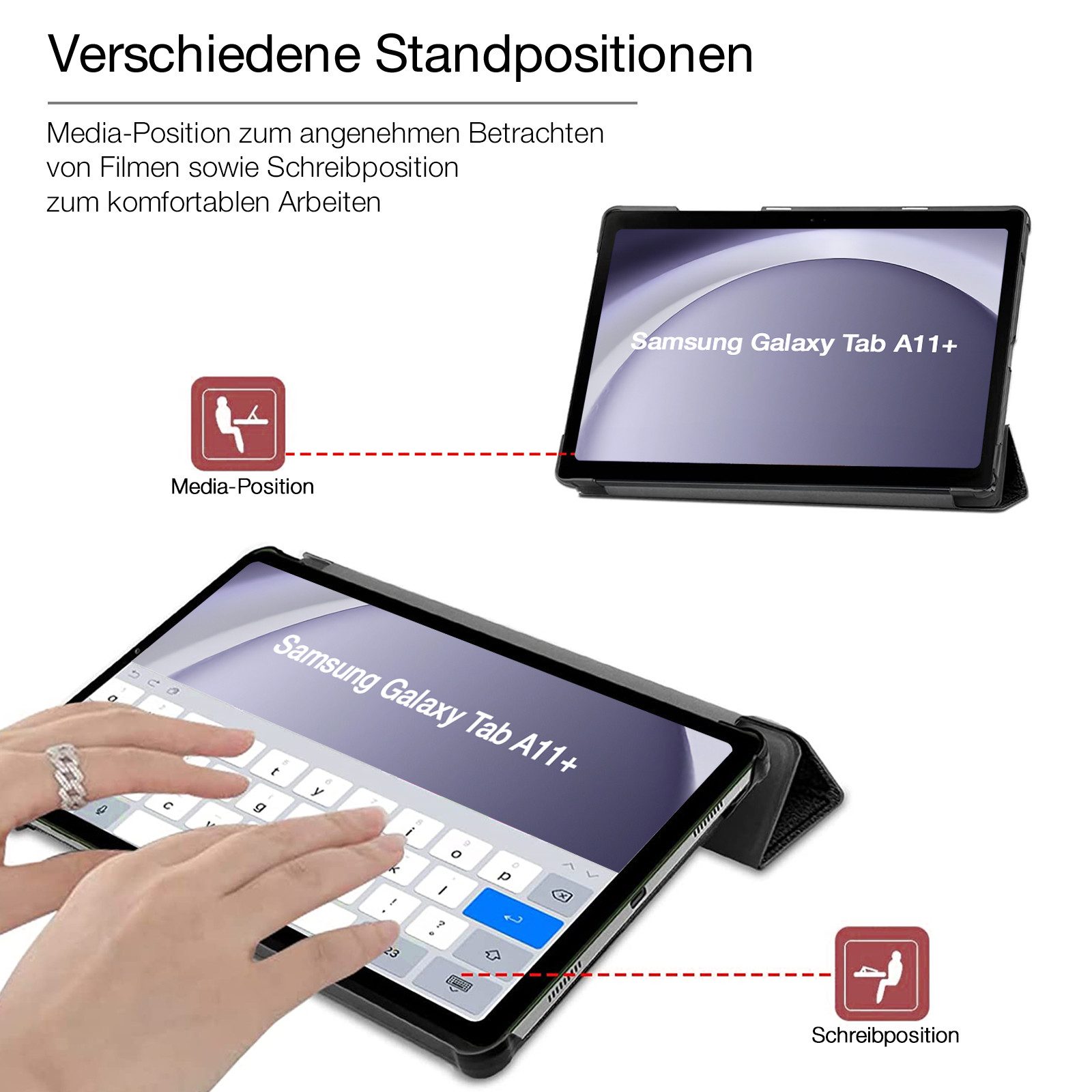 Tec-Expert Tablet-Hülle Tablet Cover Hülle für Samsung Galaxy Tab A11+ 11.0 2025 11.0 Zoll, 11.0", Schutzhülle Klapphülle Tasche Case – Bild 4 von 5