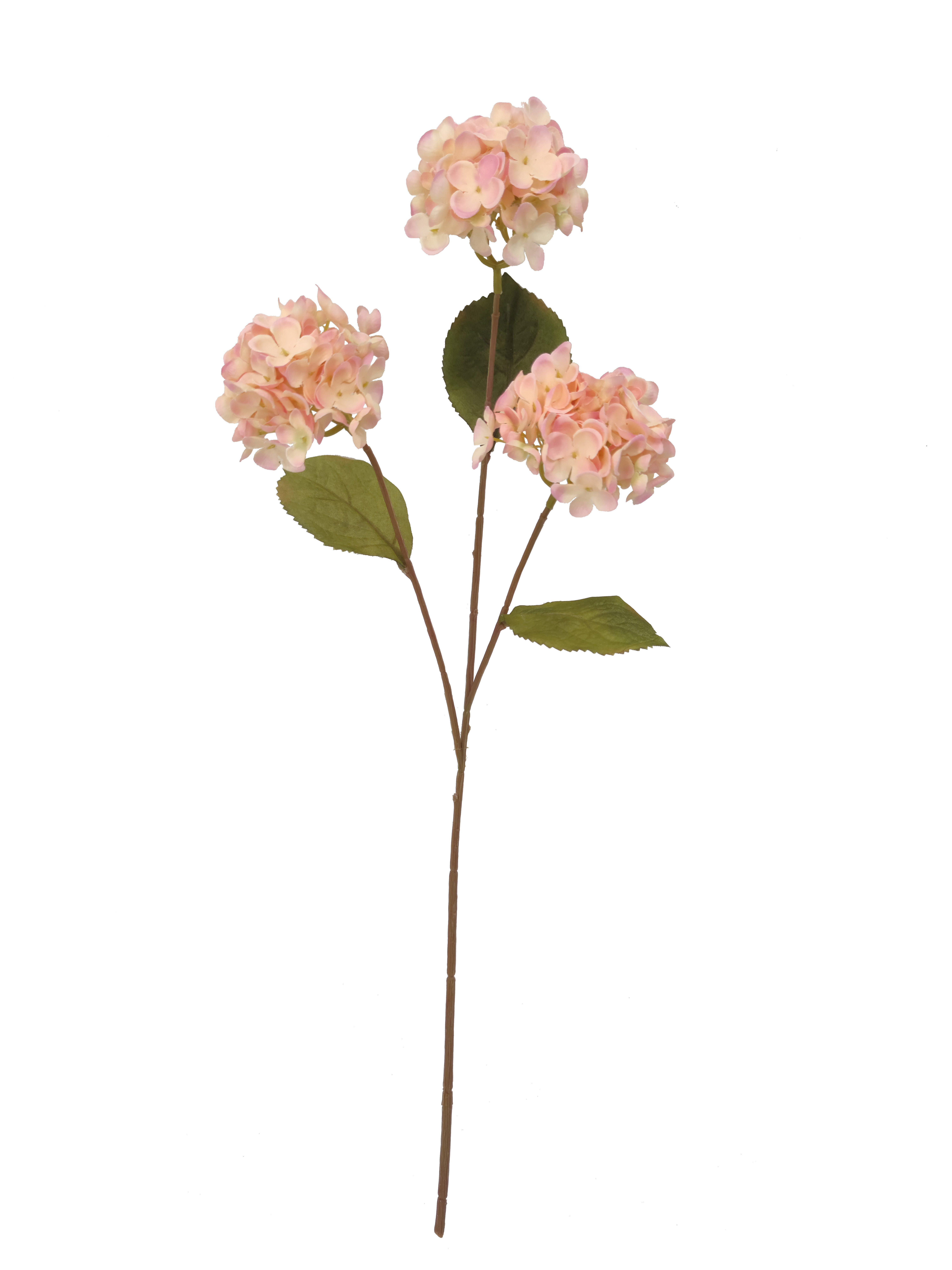 Kunstblume Kunststielblume Hortensienzweig – Höhe 69 cm – mit drei Blüten, 2474U, Höhe 69 cm