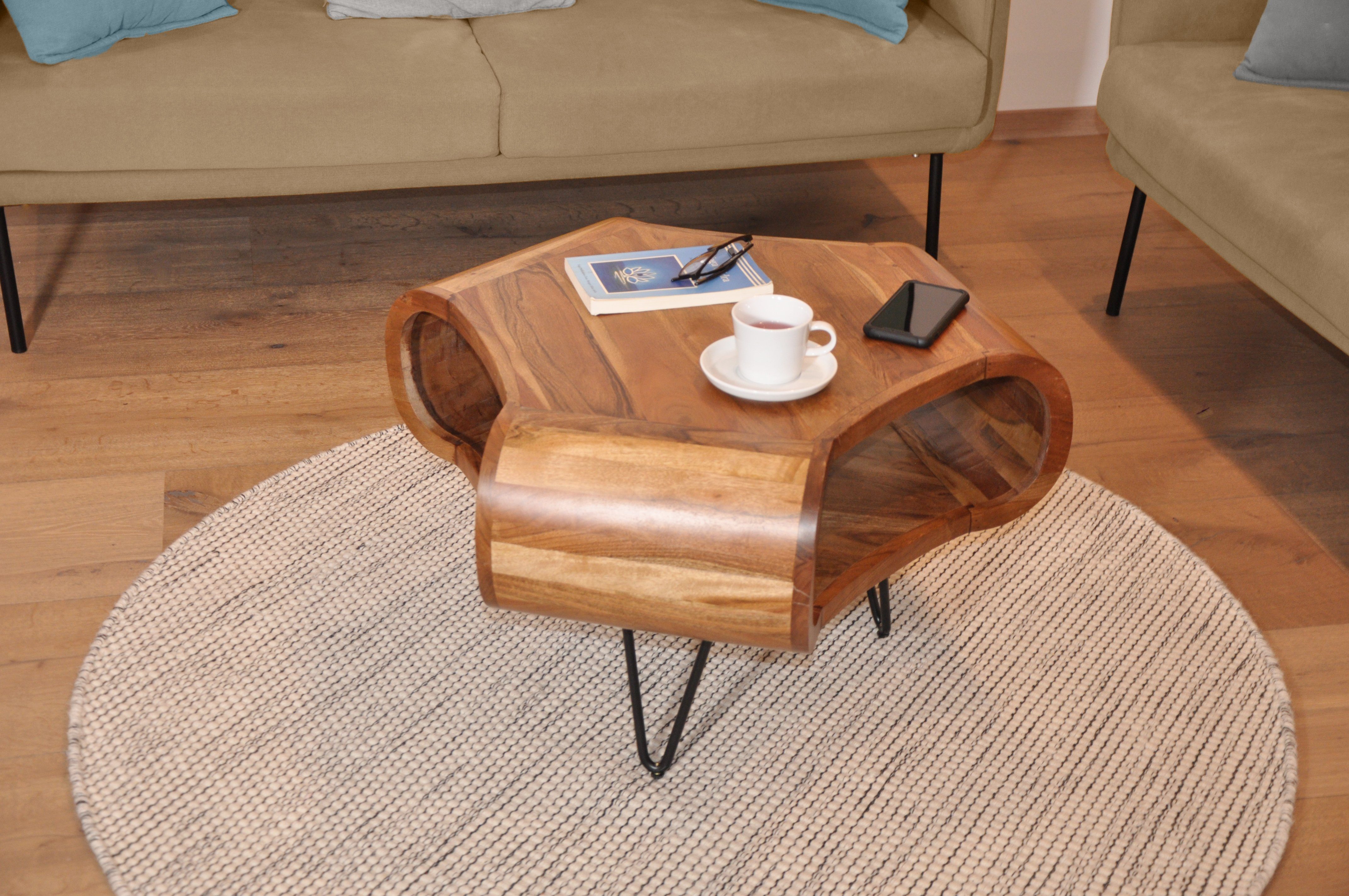 Sitheim-Europe Couchtisch AUSTIN Retro Couchtisch 60 cm Akazienholz Haarnad günstig online kaufen