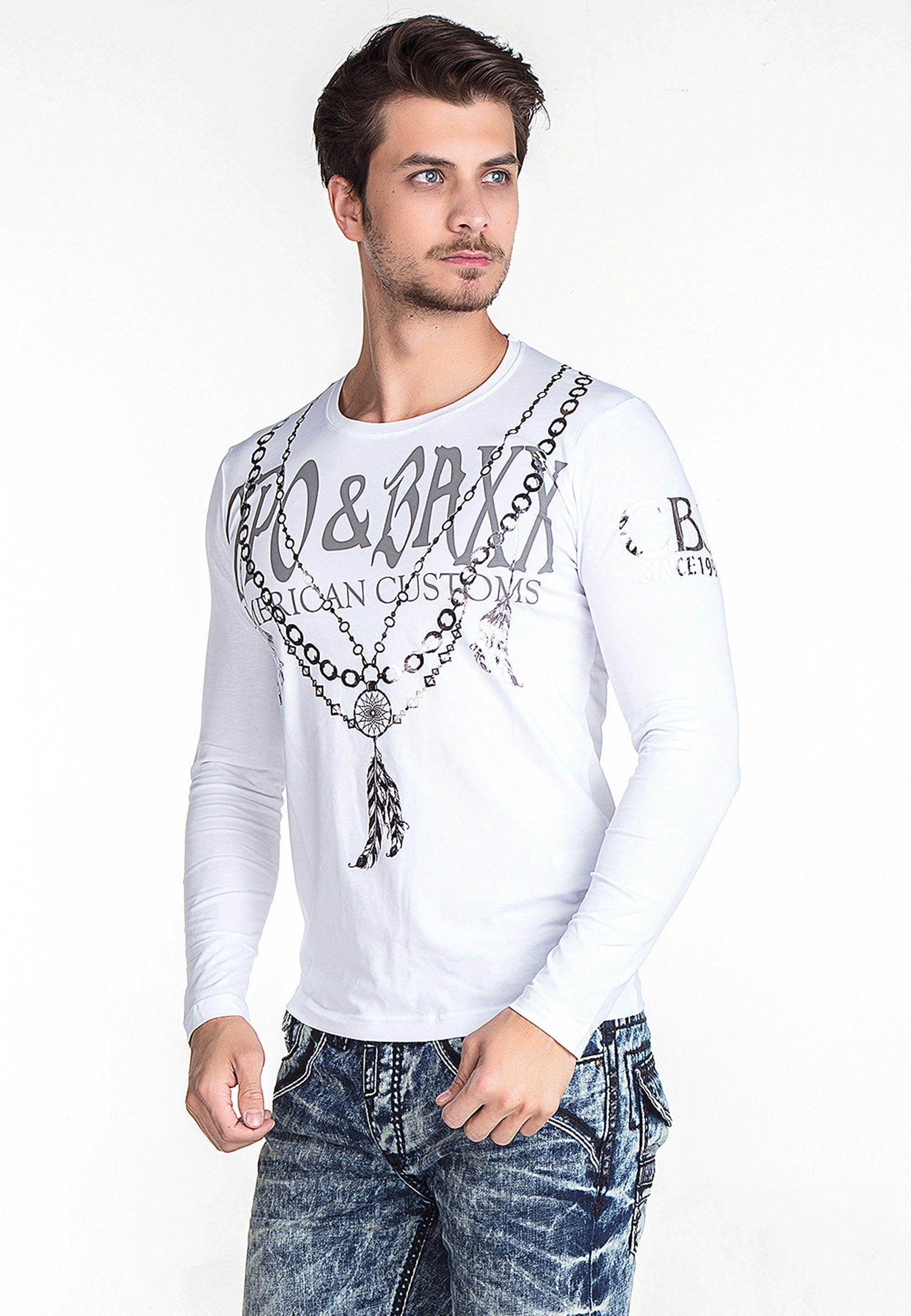 Cipo & Baxx Sweatshirt mit glänzendem Print weiß