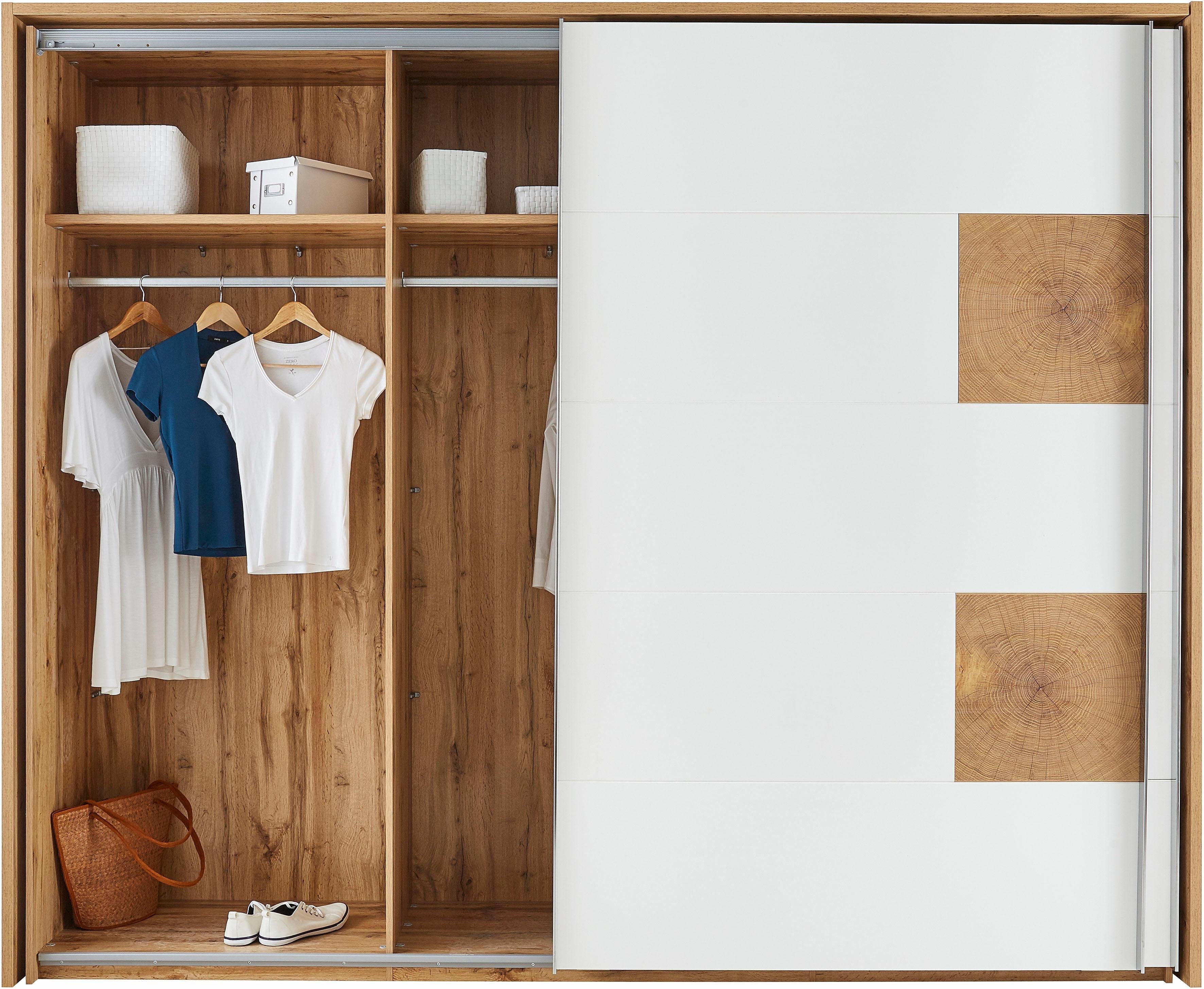 Dulap Schlafkontor cu uși glisante Fronturi Capri cu aplicații elegante în decorul granulației