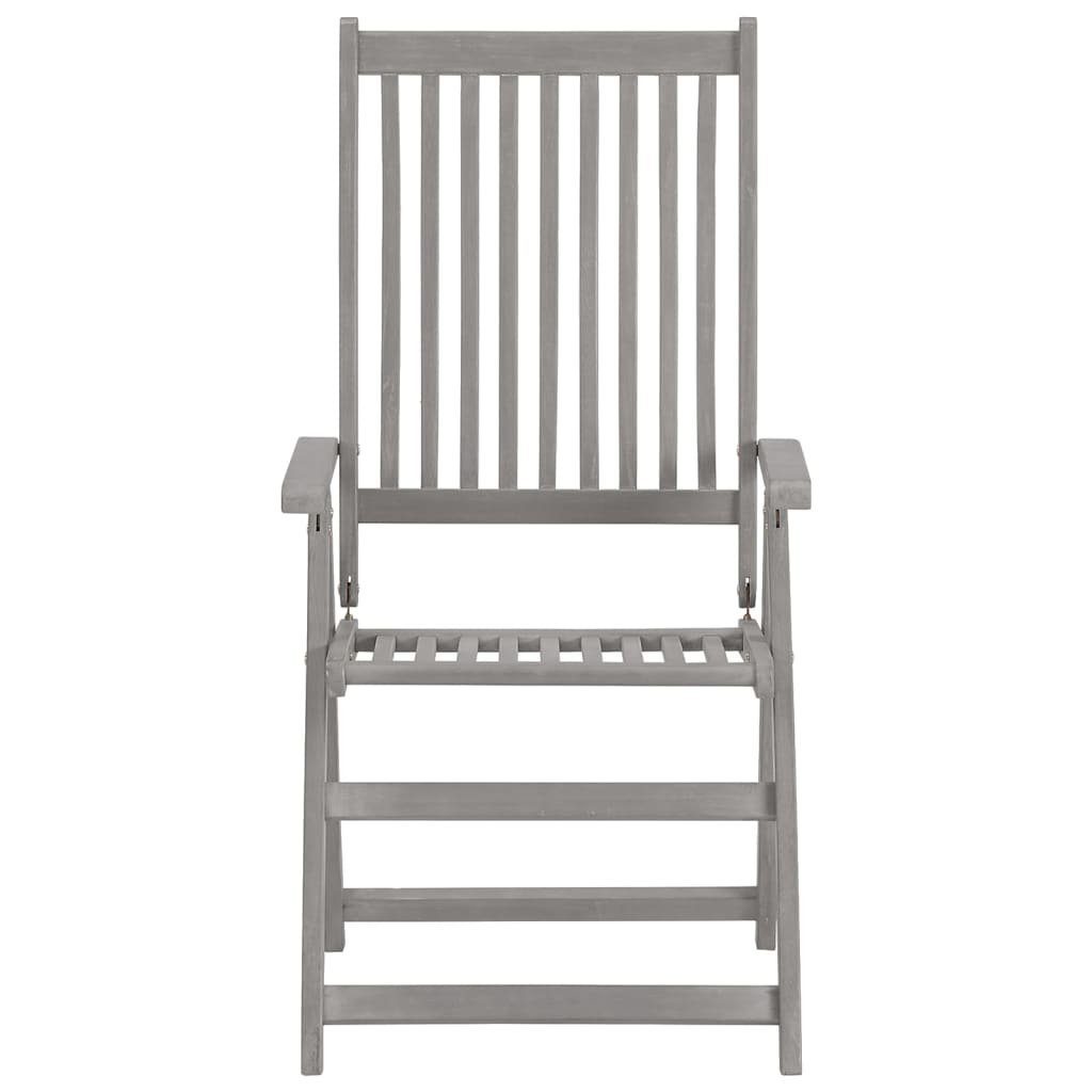 furnicato Gartenstuhl Rustikale klappbare Gartenstühle aus Echtholz, 57x69x110 cm, Grau (2 St), Witterungsbeständige Sitzgruppe mit 5-fach verstellbarer Rückenlehne