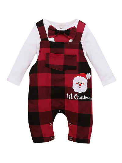 LAPA Langarmshirt & Hose »Baby Boy Langarm Top + Lätzchen, Weihnachts-Outfit« (2-tlg)