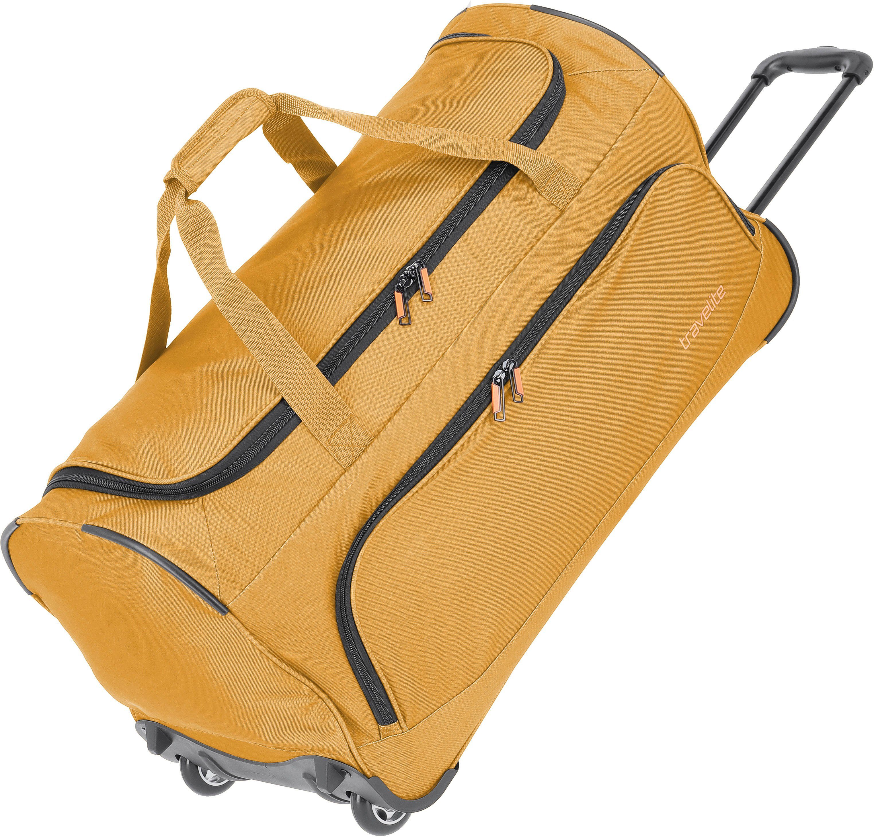 travelite Reisetasche Basics Fresh, 71 cm, gelb, Duffle Bag Reisegepäck Reisebag mit Trolleyfunktion