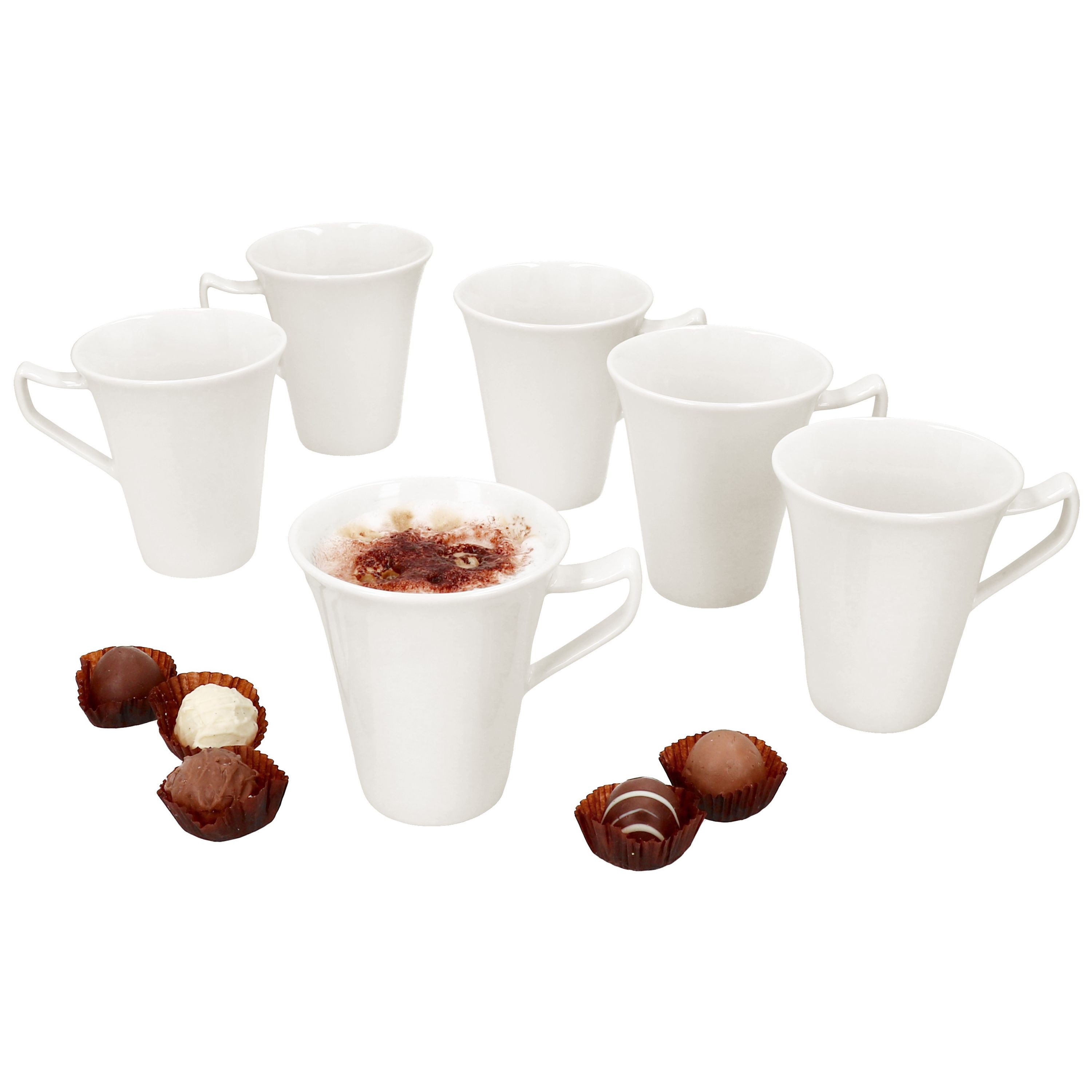 Becher 6x Ivory Kaffeebecher 220ml Porzellan-Tassen 6 Personen Tee Kakao