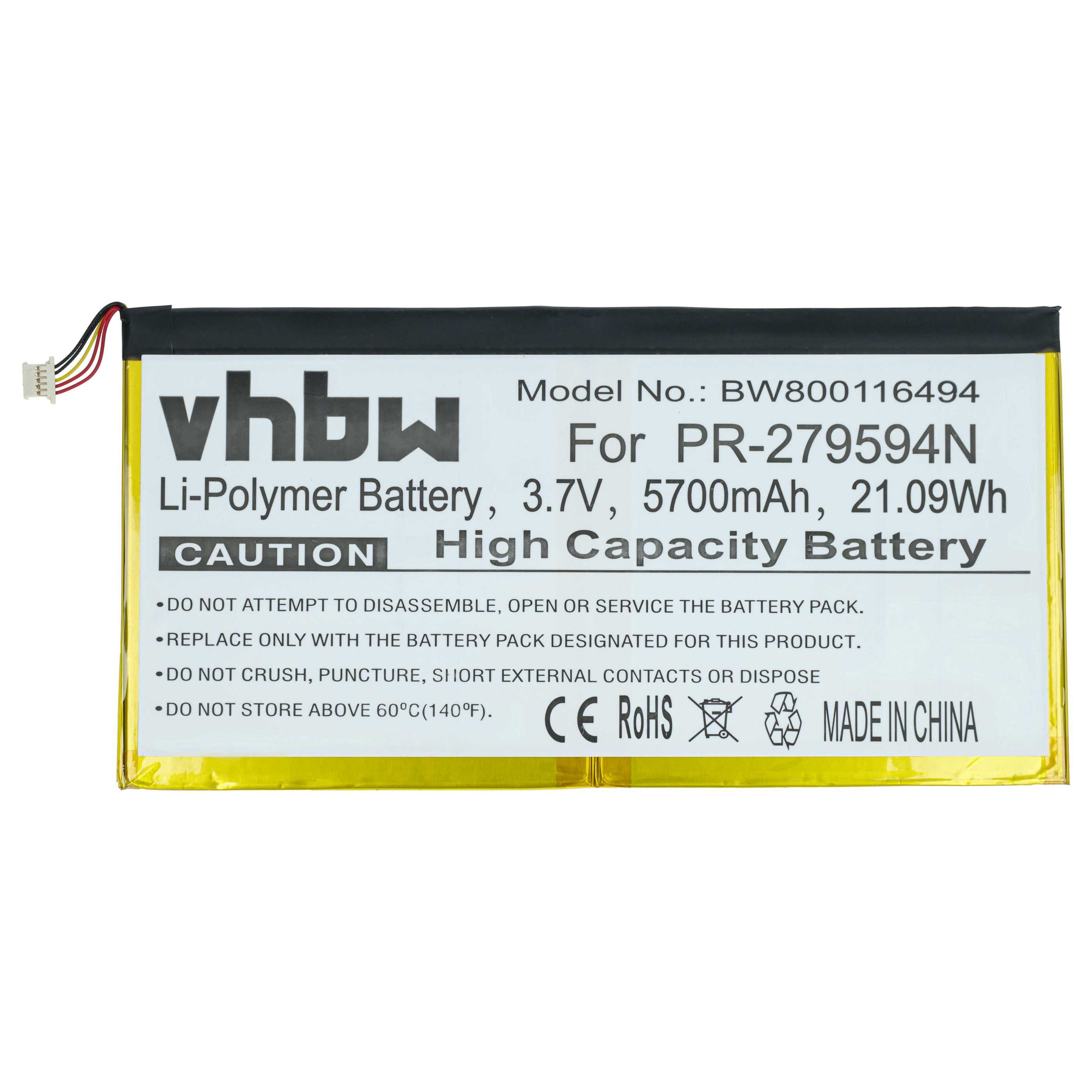 vhbw Akku passend für Acer Iconia TAB 10 A3-A50, TAB 10 A3-A40-N68R Tablet Tablet-Akku Akku Li-Polymer 5700 mAh (3,7 V, 1 St), Leistungsfähiger Austausch-Akku für Ihren Tablet-Computer