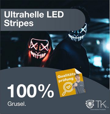 TK Gruppe Verkleidungsmaske LED Grusel Maske blau - Purge - Halloween Kostüm für Damen und Heeren, (1xLED Maske blau), Steubar - drei Lichteffekten