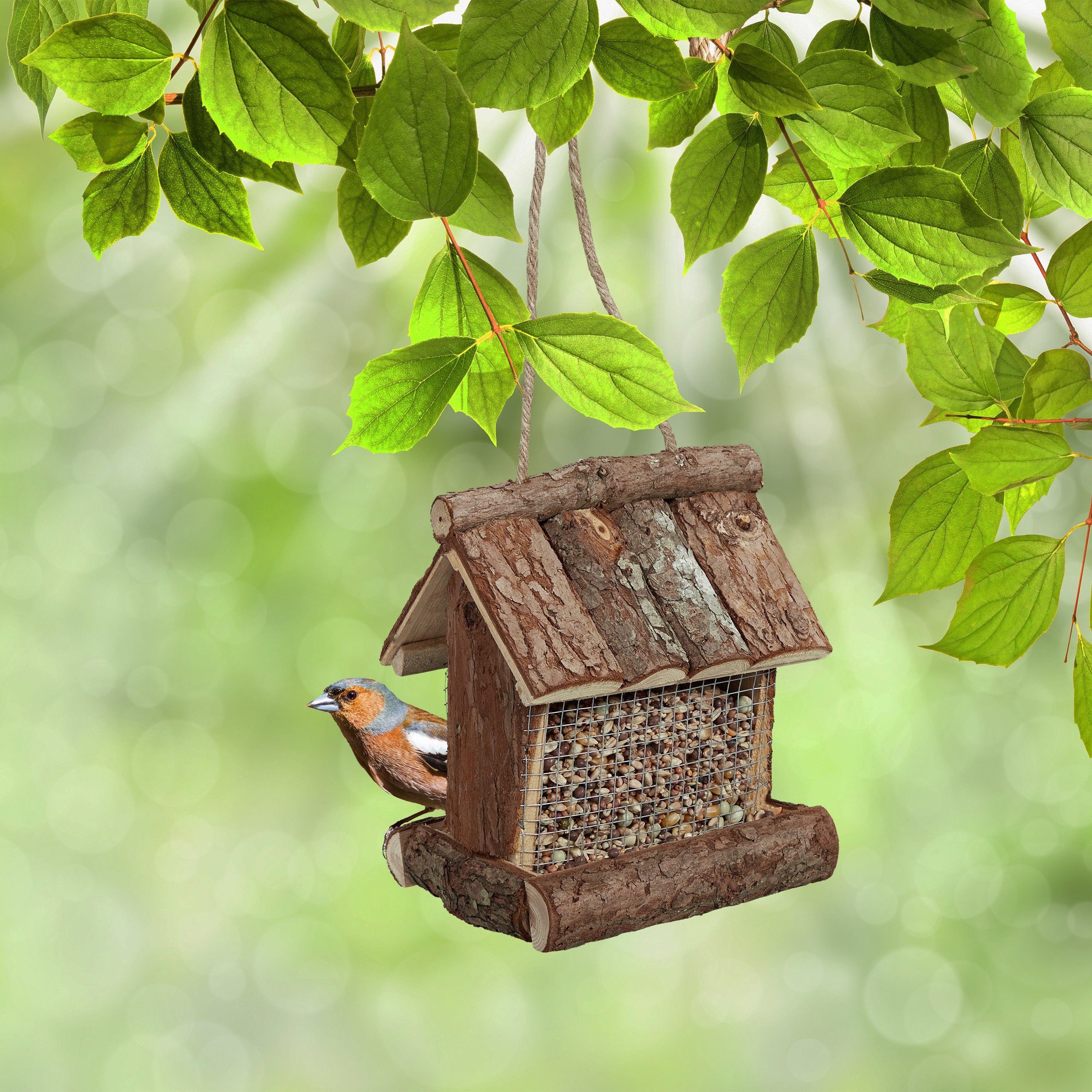 relaxdays Vogelhaus Vogelfutterhaus Rinde günstig online kaufen